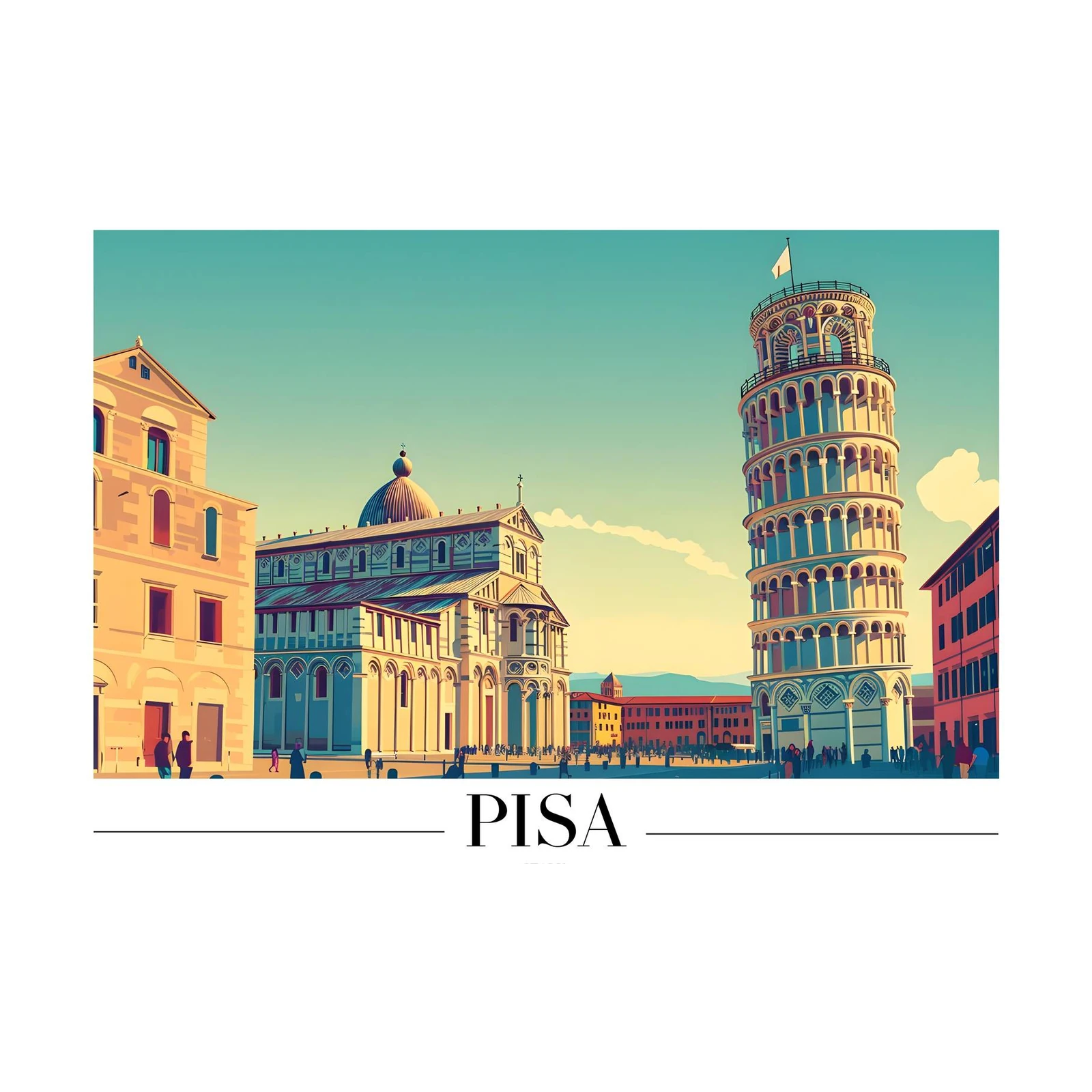 Pisa Tower & Cathedral Wall Art - Italy Travel Art