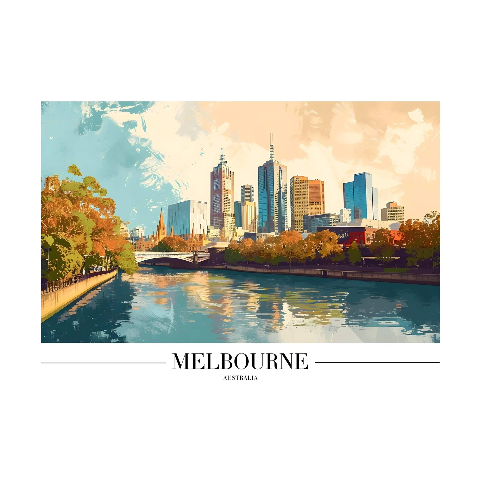 Vibrant Melbourne Skyline Wall Art