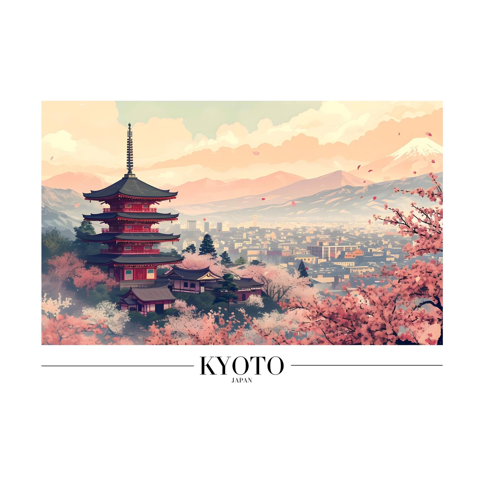 Kyoto Pagoda Cherry Blossom Wall Art