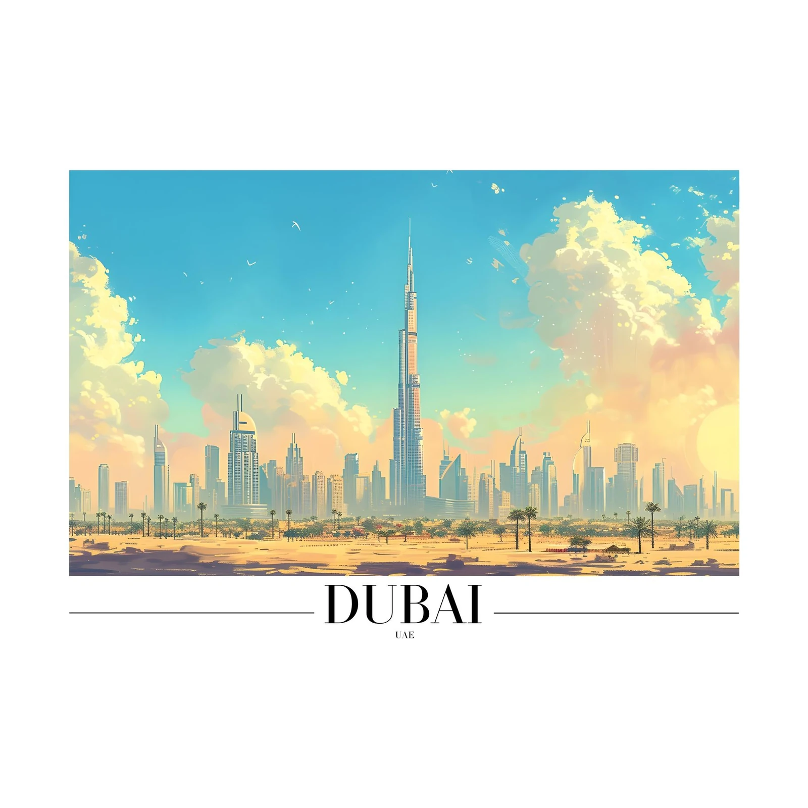 Vibrant Dubai Skyline Wall Art | Cityscape Art