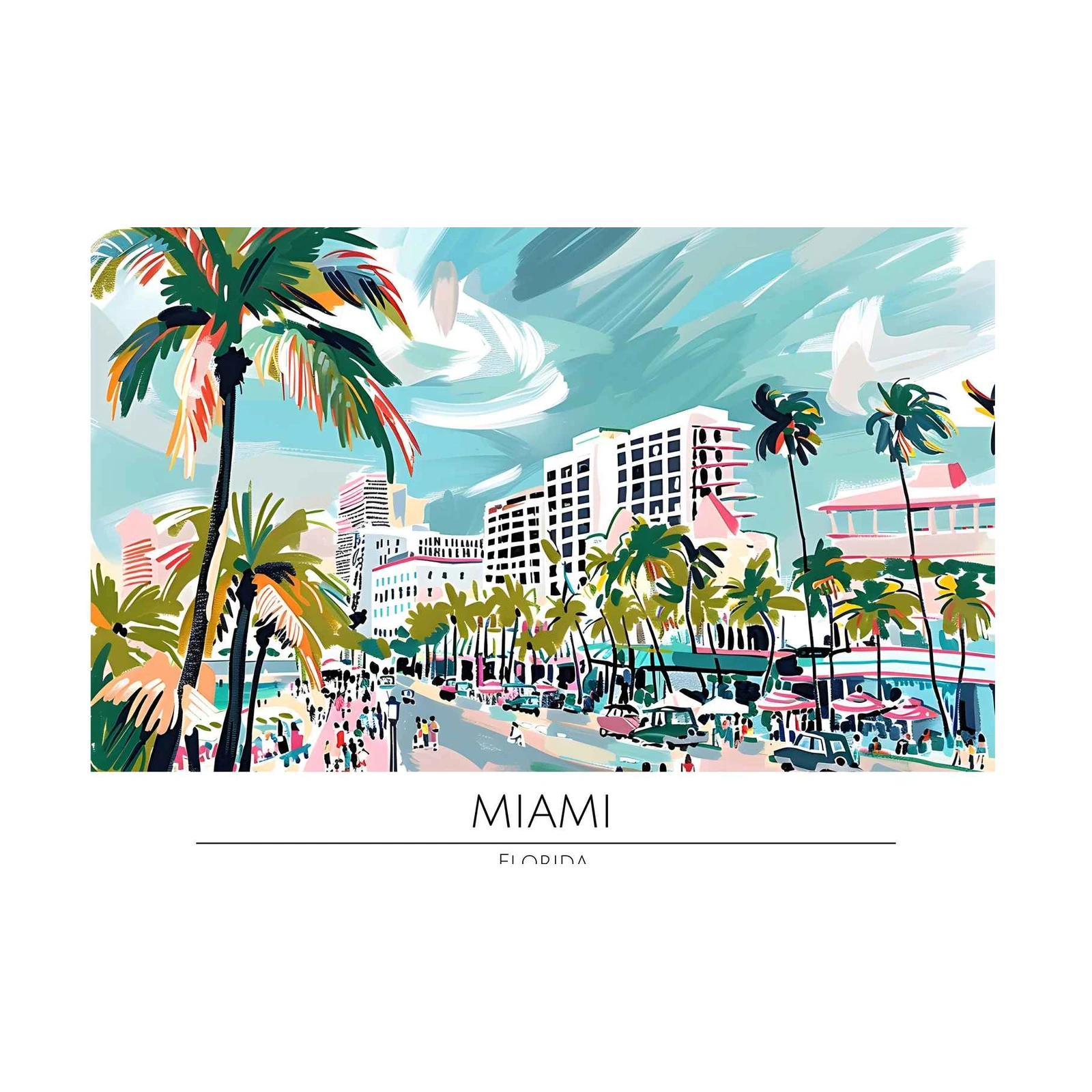 Vibrant Miami Beach Art Deco Wall Art