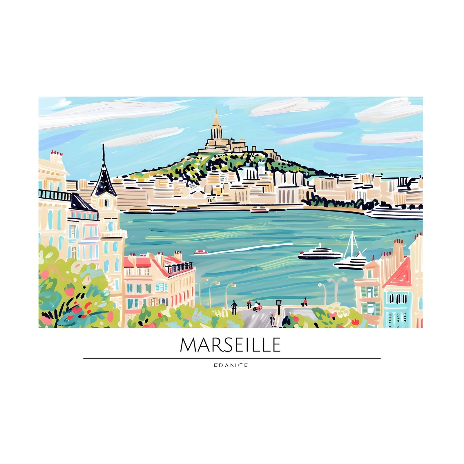Vibrant Marseille Harbor Cityscape Wall Art