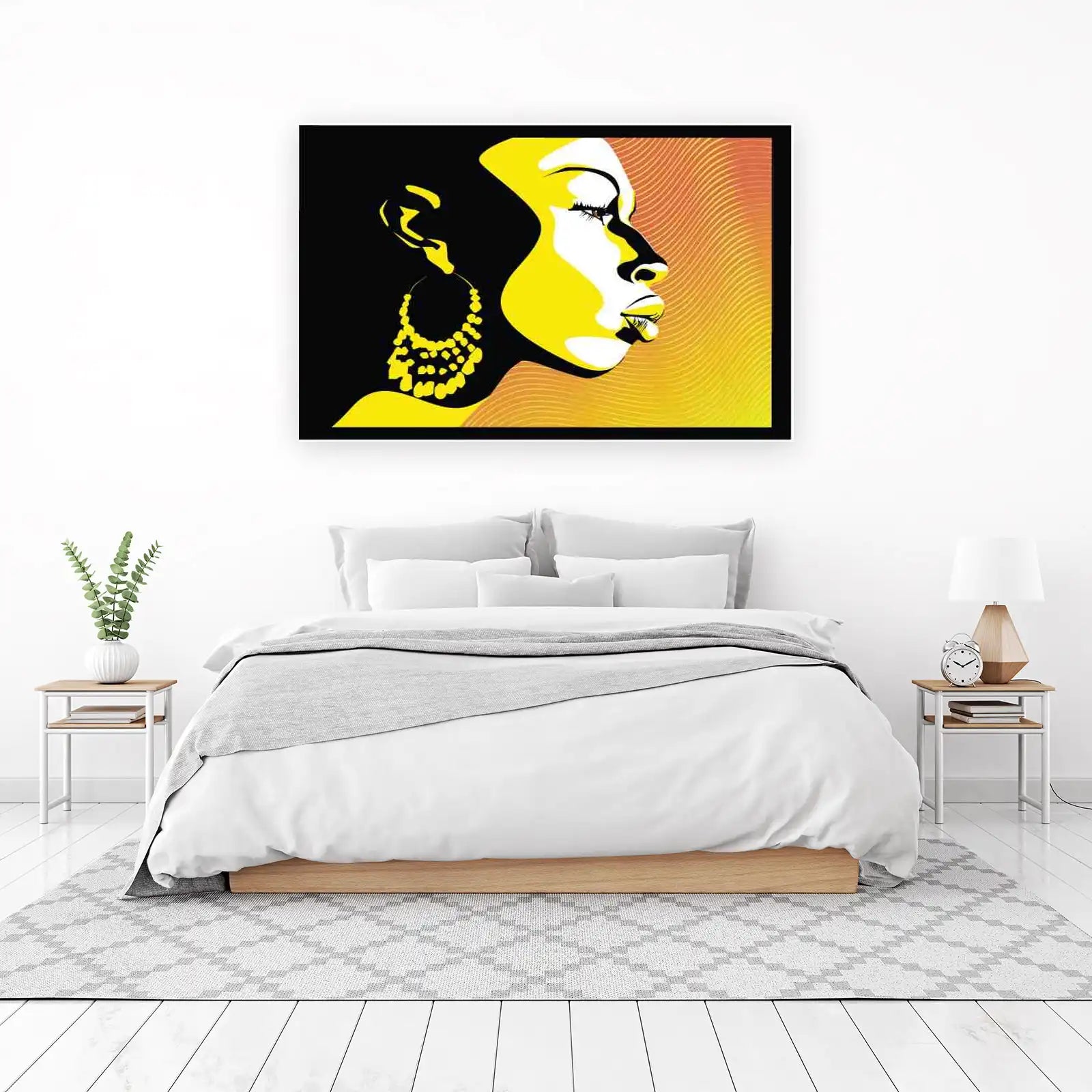Bold Yellow Profile Woman Wall Art