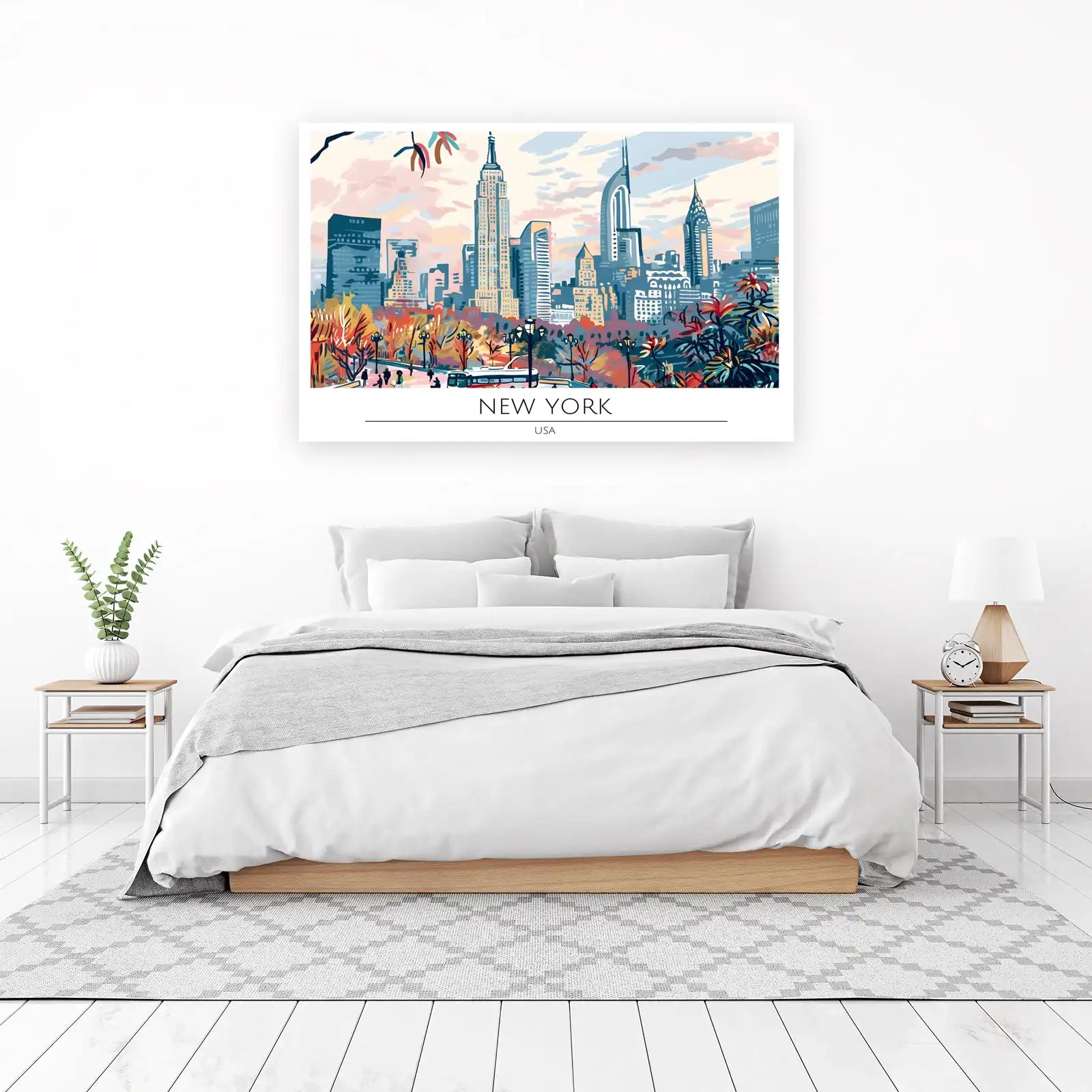 Vibrant NYC Skyline Autumn Park Wall Art