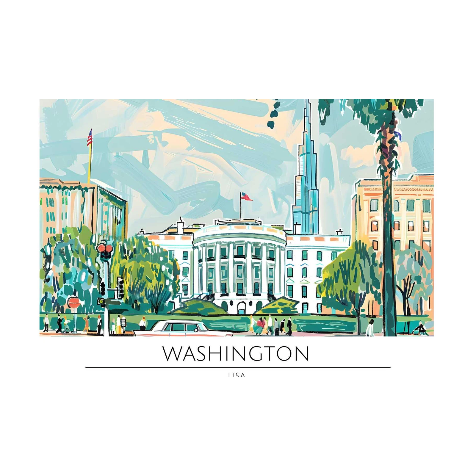 Vibrant Washington D.C. White House Wall Art