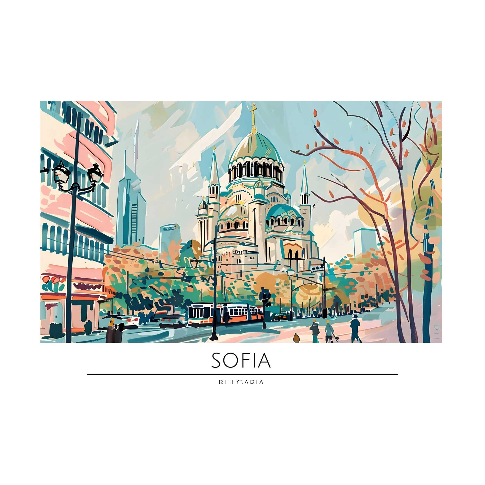 Vibrant Sofia Cathedral Street Art Wall Art