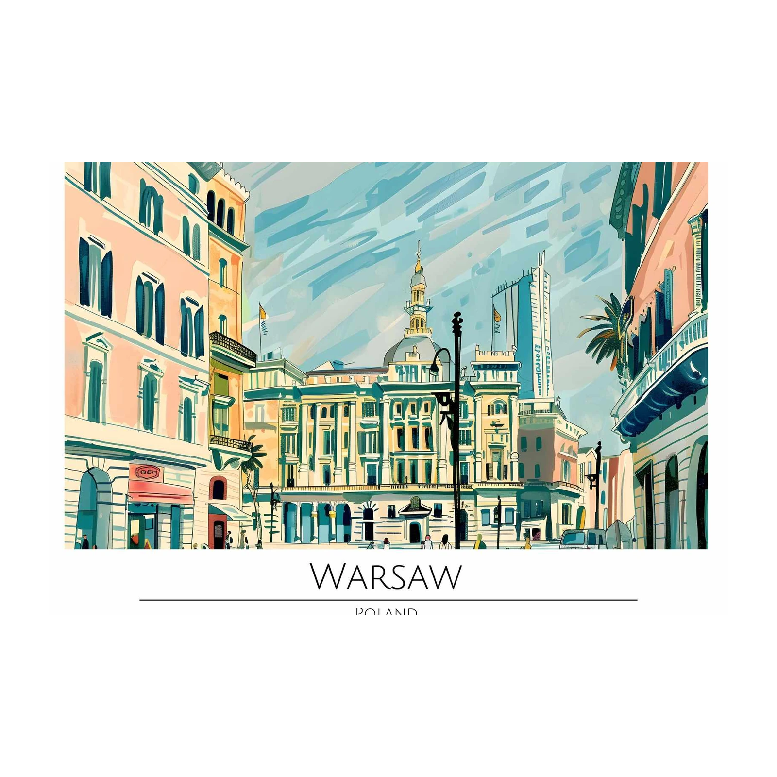 Warsaw Cityscape Vibrant Wall Art