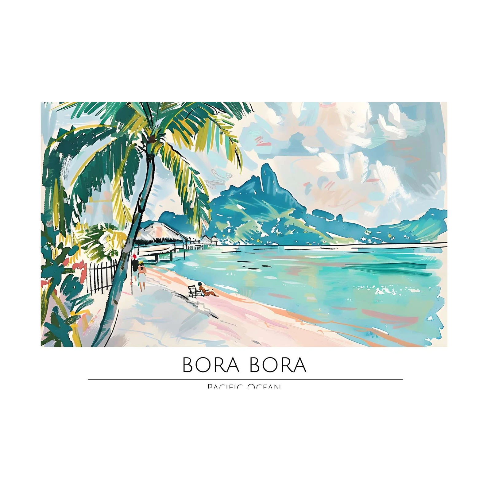 Bora Bora Tropical Beach & Palm Tree Wall Art