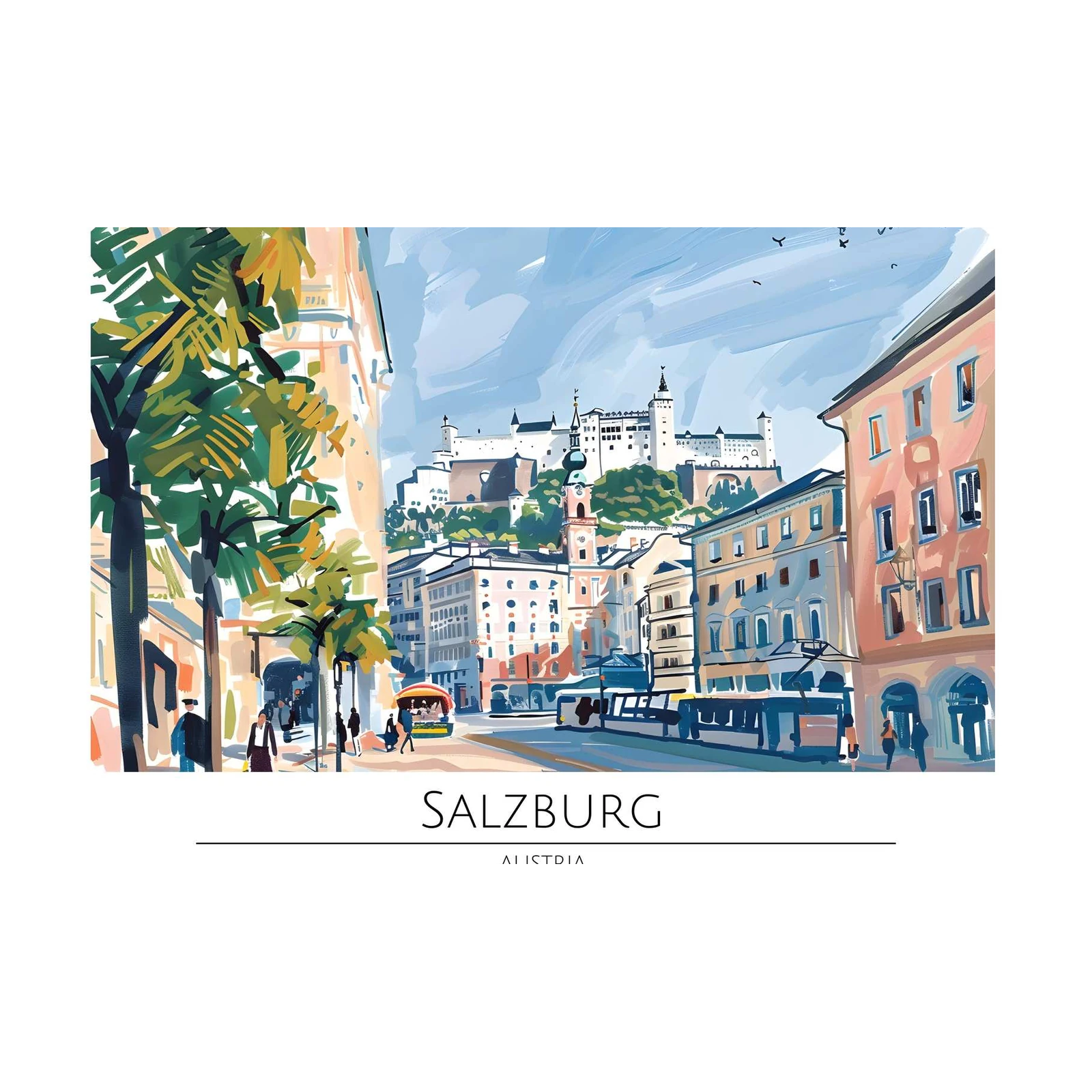 Salzburg Cityscape Travel Art Wall Art