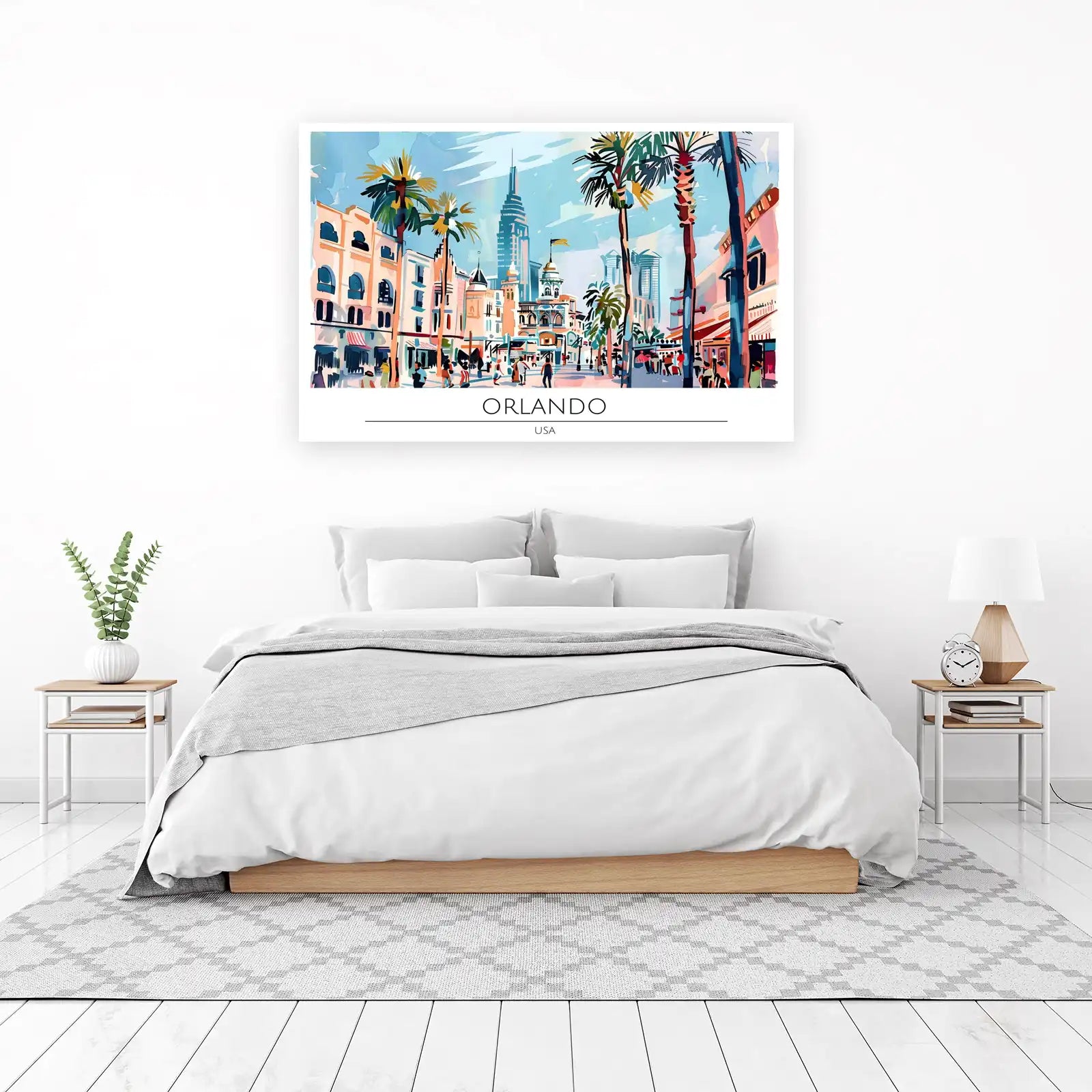 Vibrant Orlando Cityscape Palm Trees Wall Art
