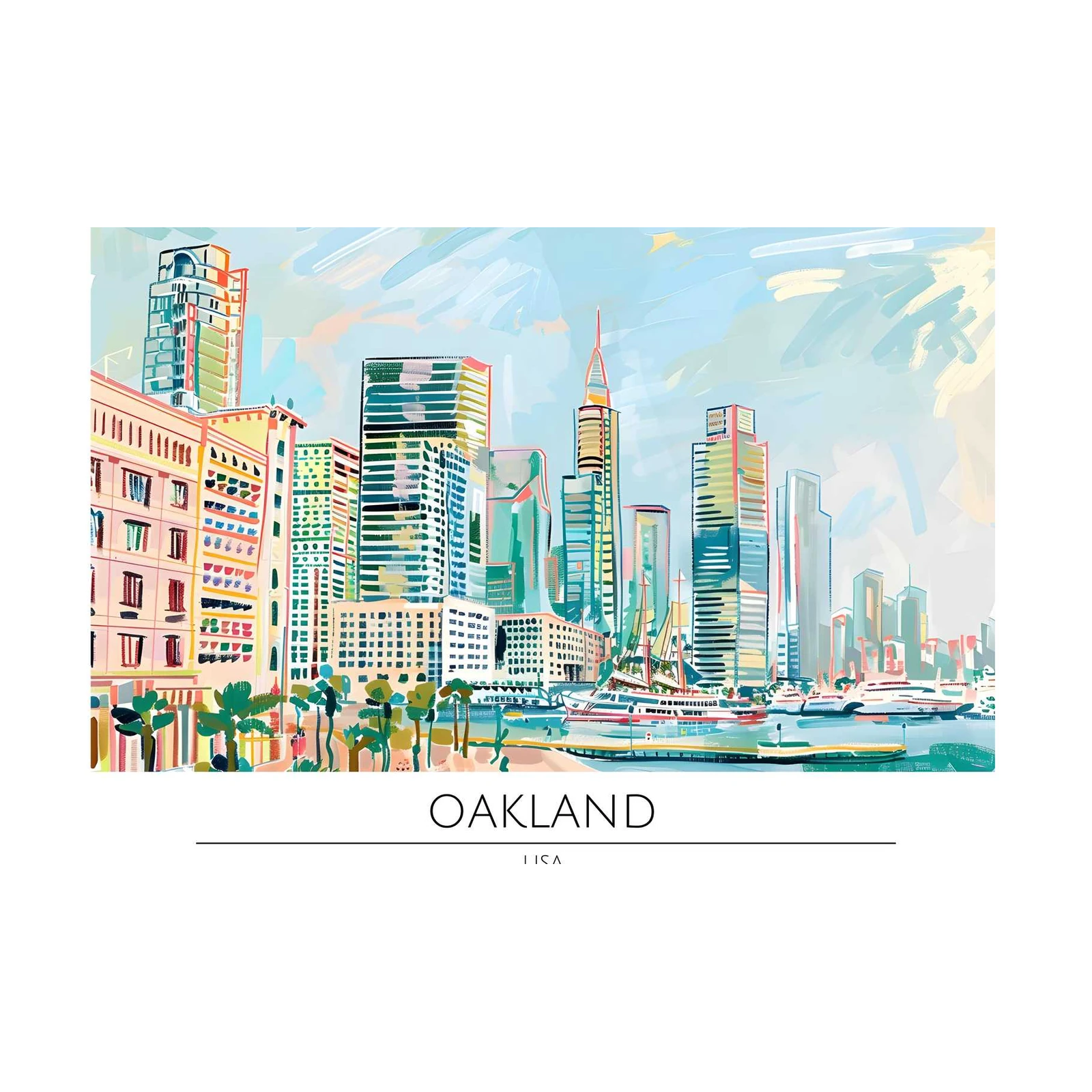 Vibrant Oakland Skyline Wall Art