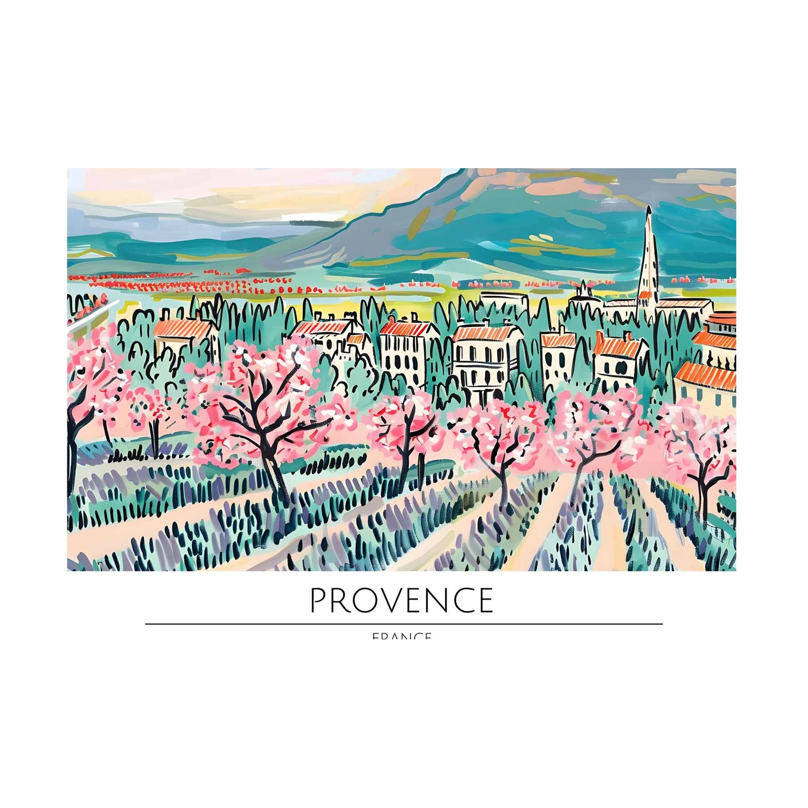 Provence Blossom Village Landscape Wall Art