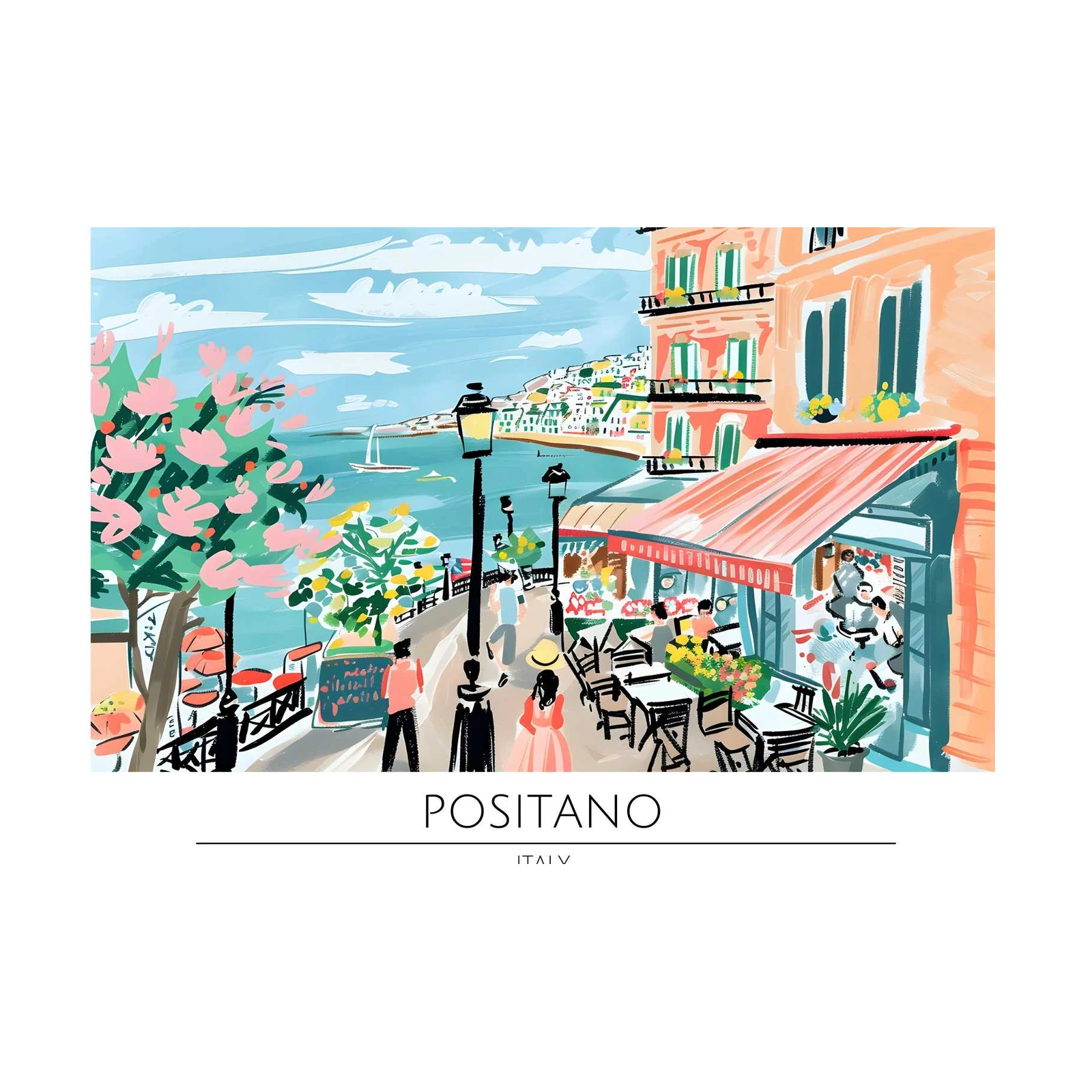 Vibrant Positano Italy Coastal Scene Wall Art