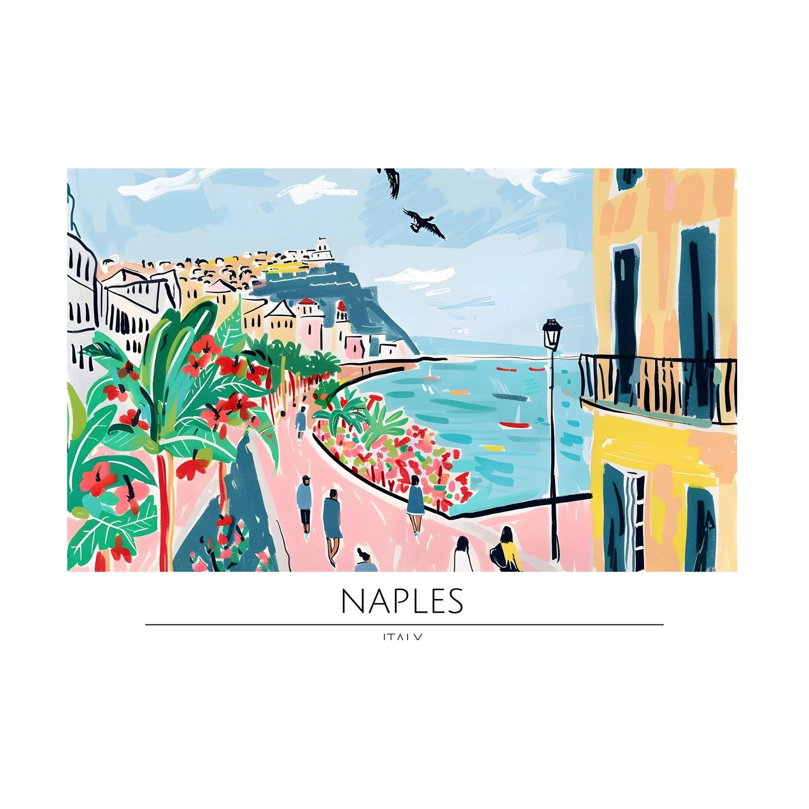 Vibrant Naples Coastal Scene Wall Art