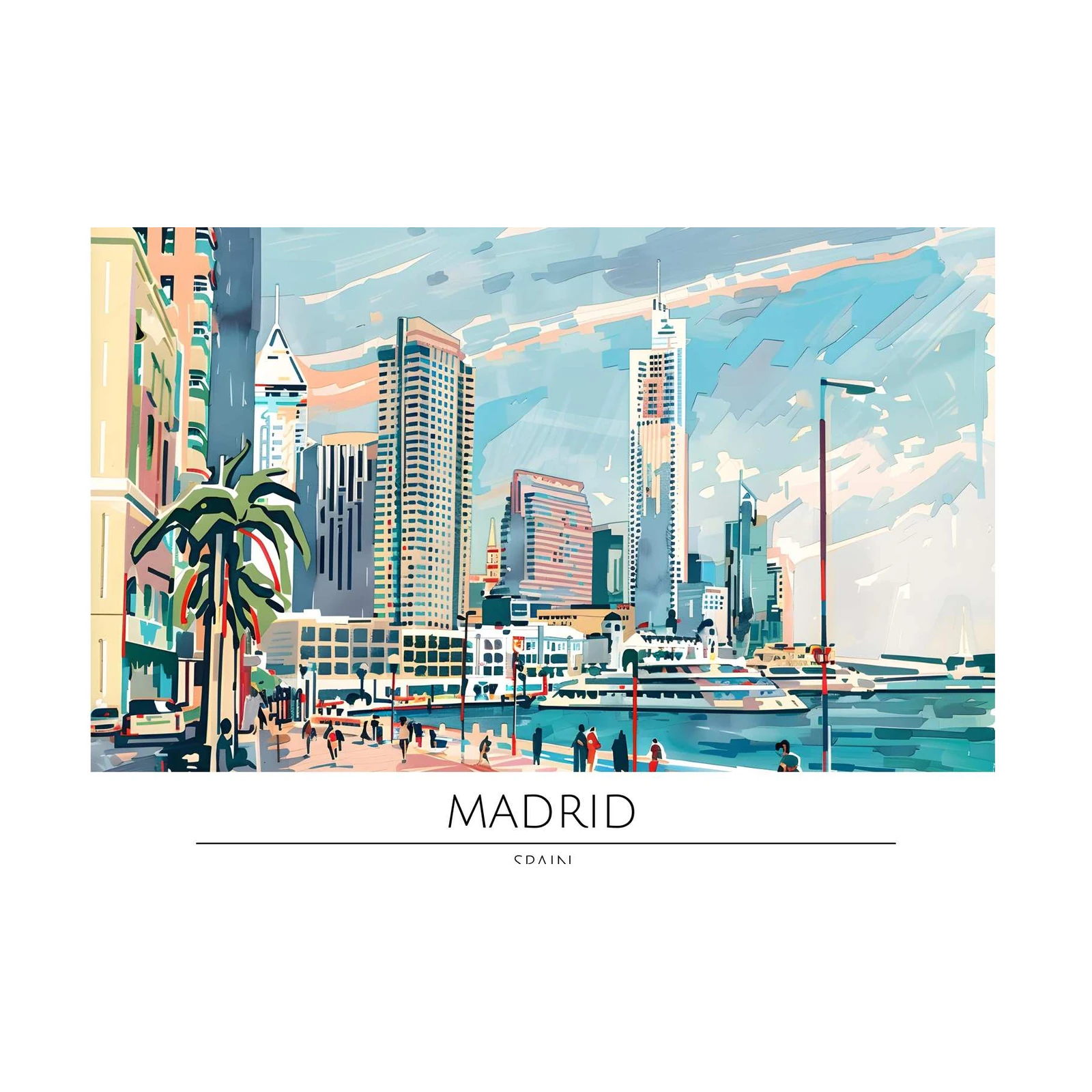 Vibrant Madrid Skyline Wall Art