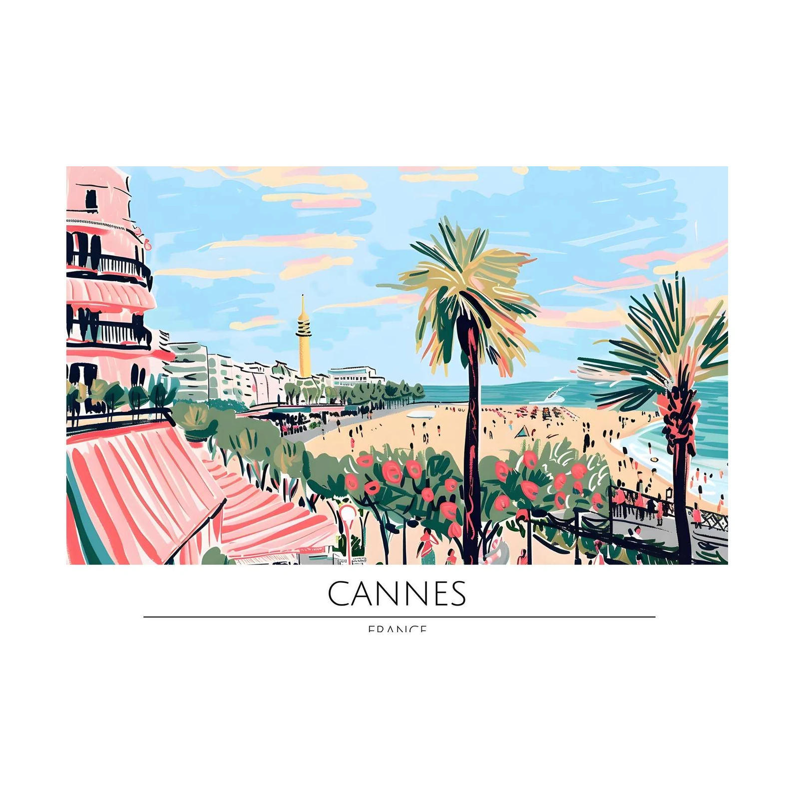 Vibrant Cannes Beach Scene Wall Art