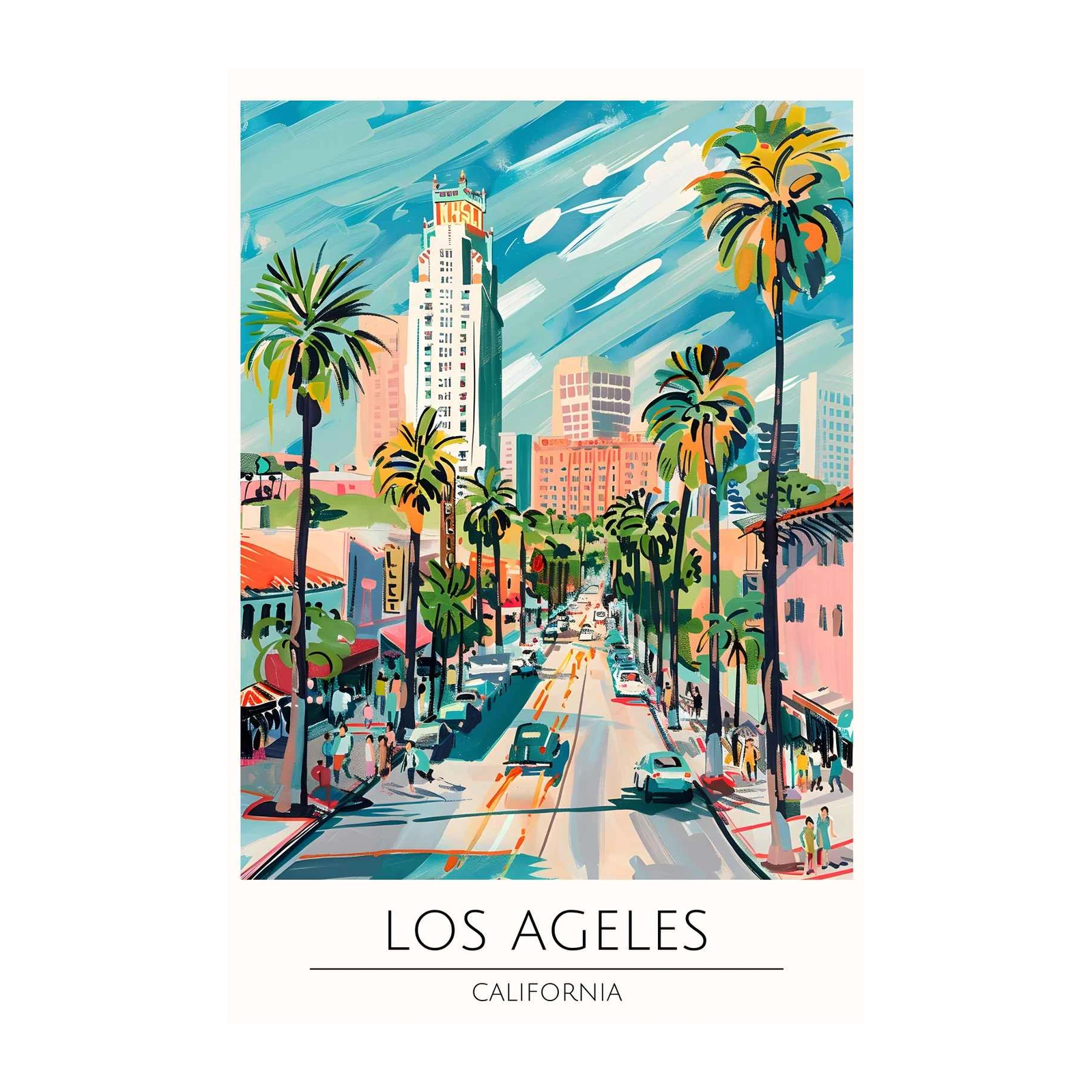 Vibrant Los Angeles Street Scene Wall Art
