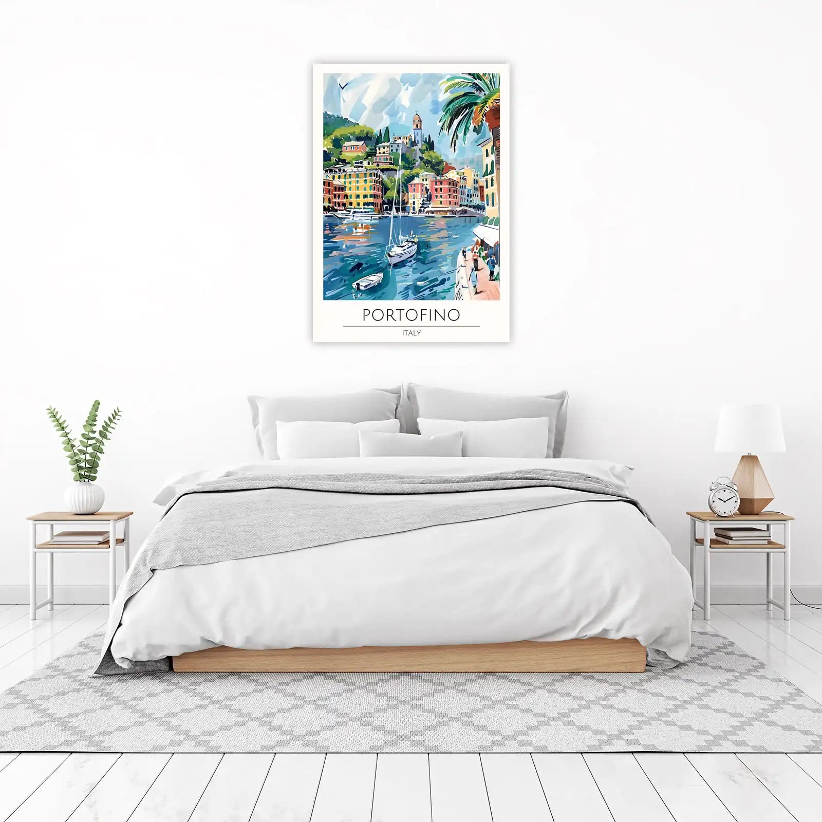 Vibrant Portofino Italy Harbor Sailboat Wall Art