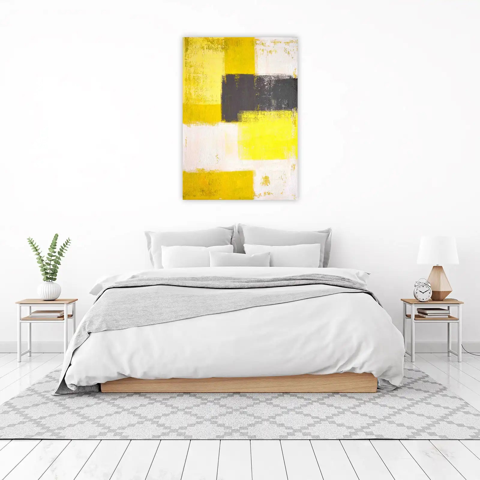 Modern Yellow & Grey Abstract Geometric Wall Art