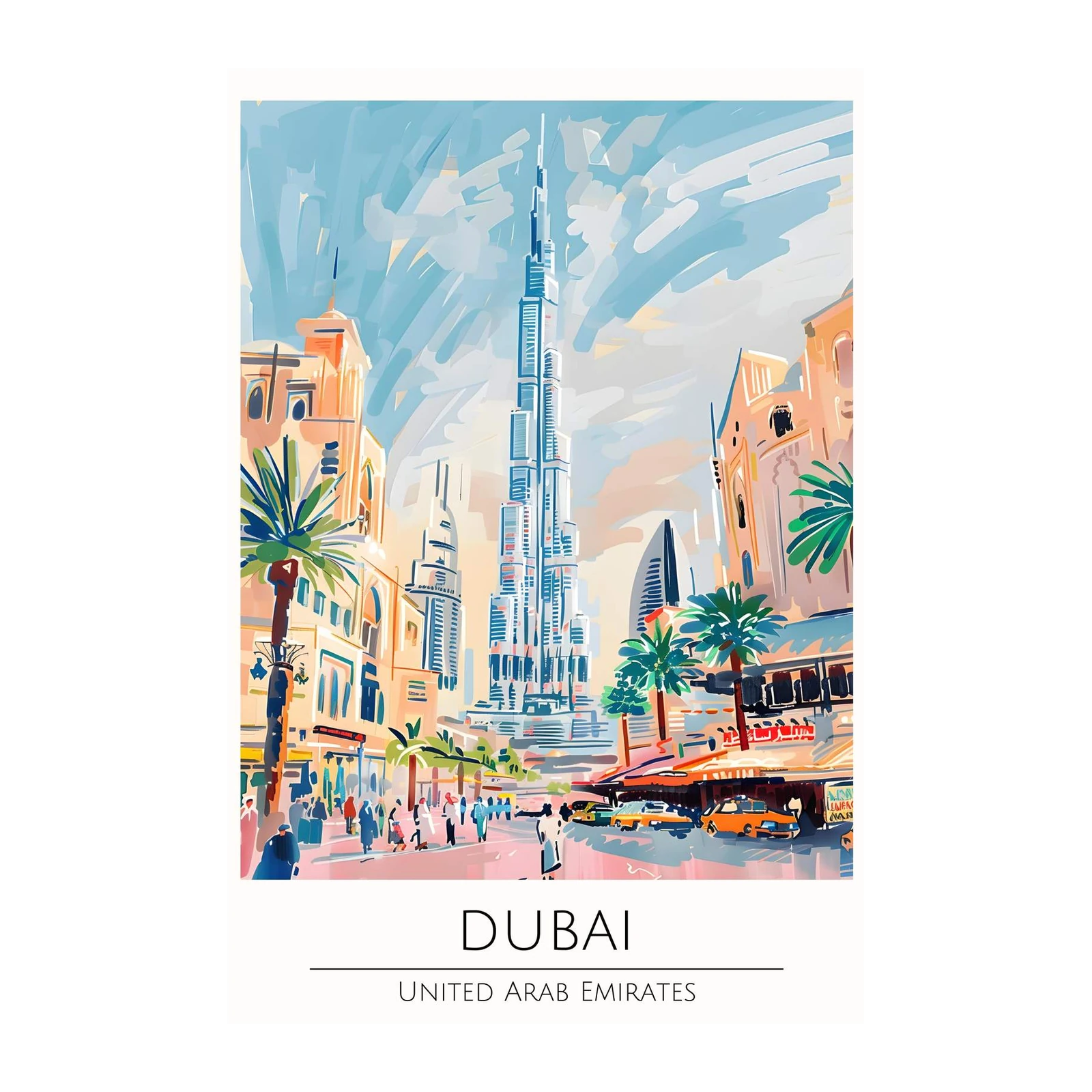 Vibrant Dubai Skyline Art Wall Art