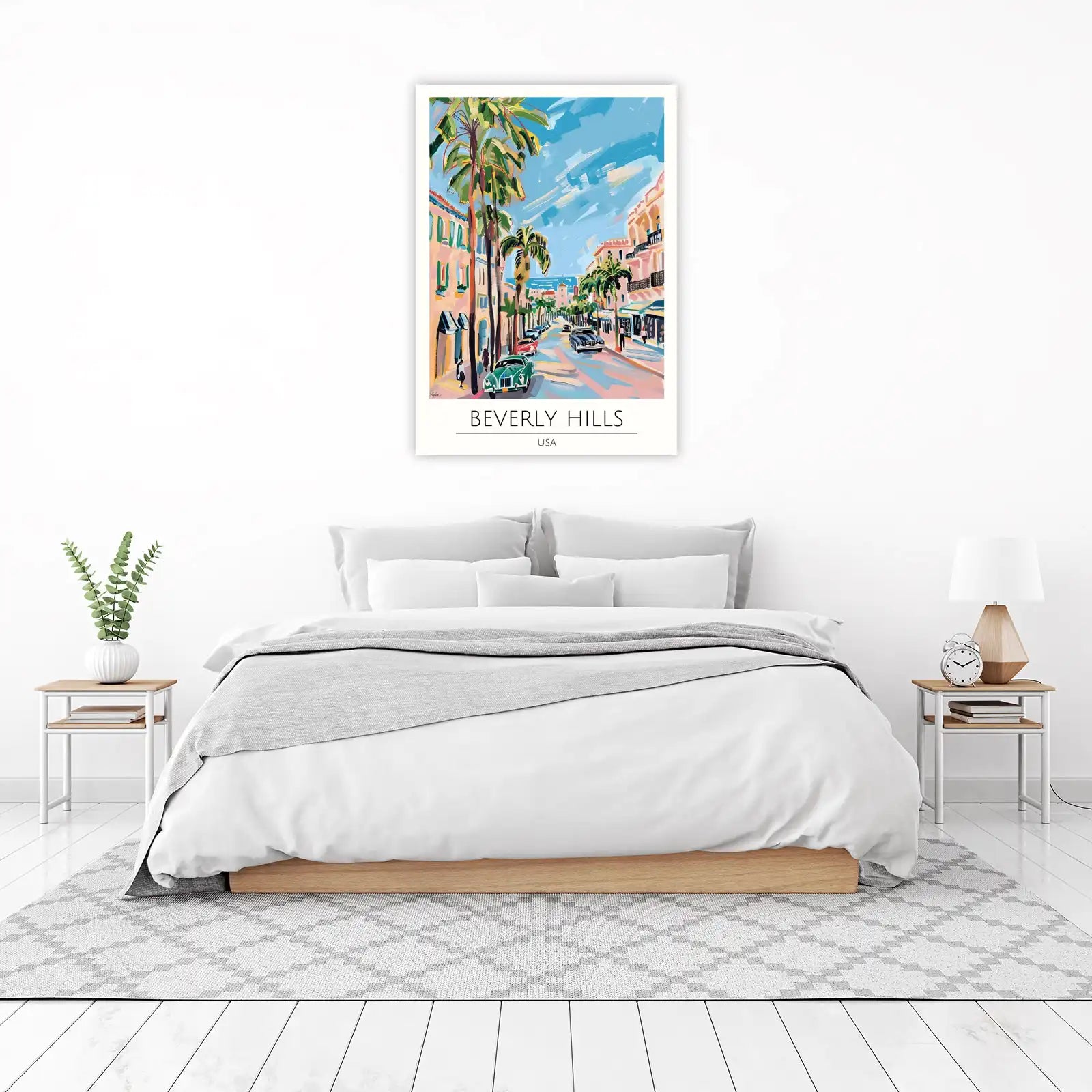 Beverly Hills Vintage Car Palm Trees Wall Art