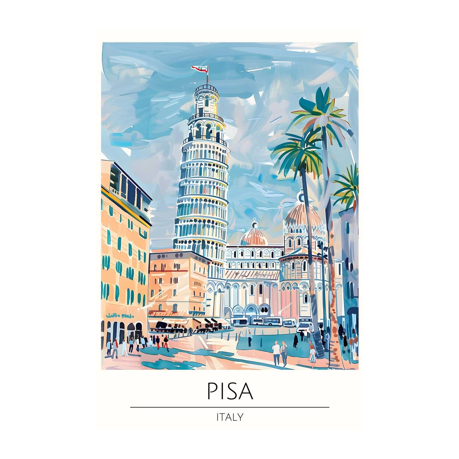 Leaning Tower of Pisa Colorful Italy Wall Art