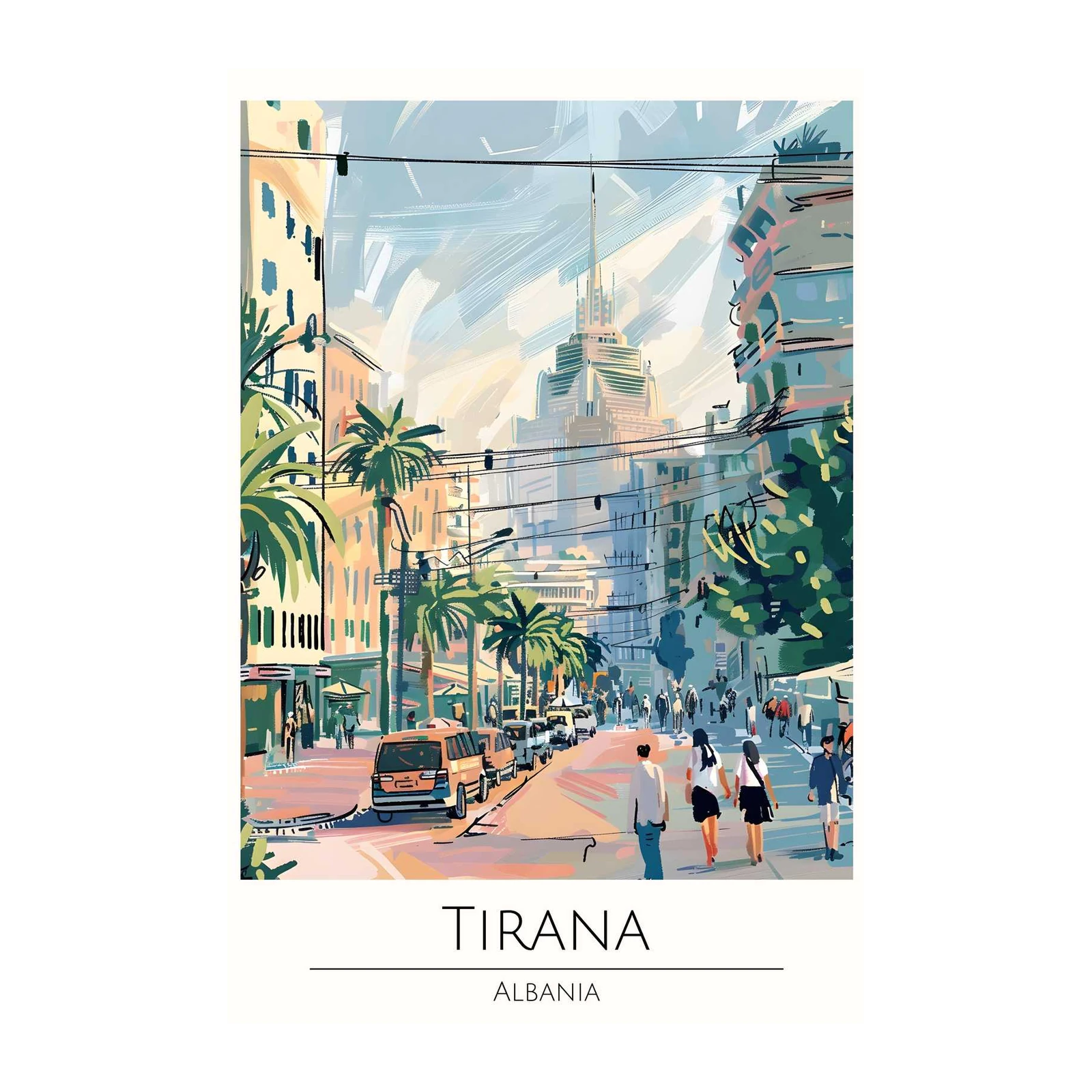 Vibrant Tirana Street Scene Wall Art