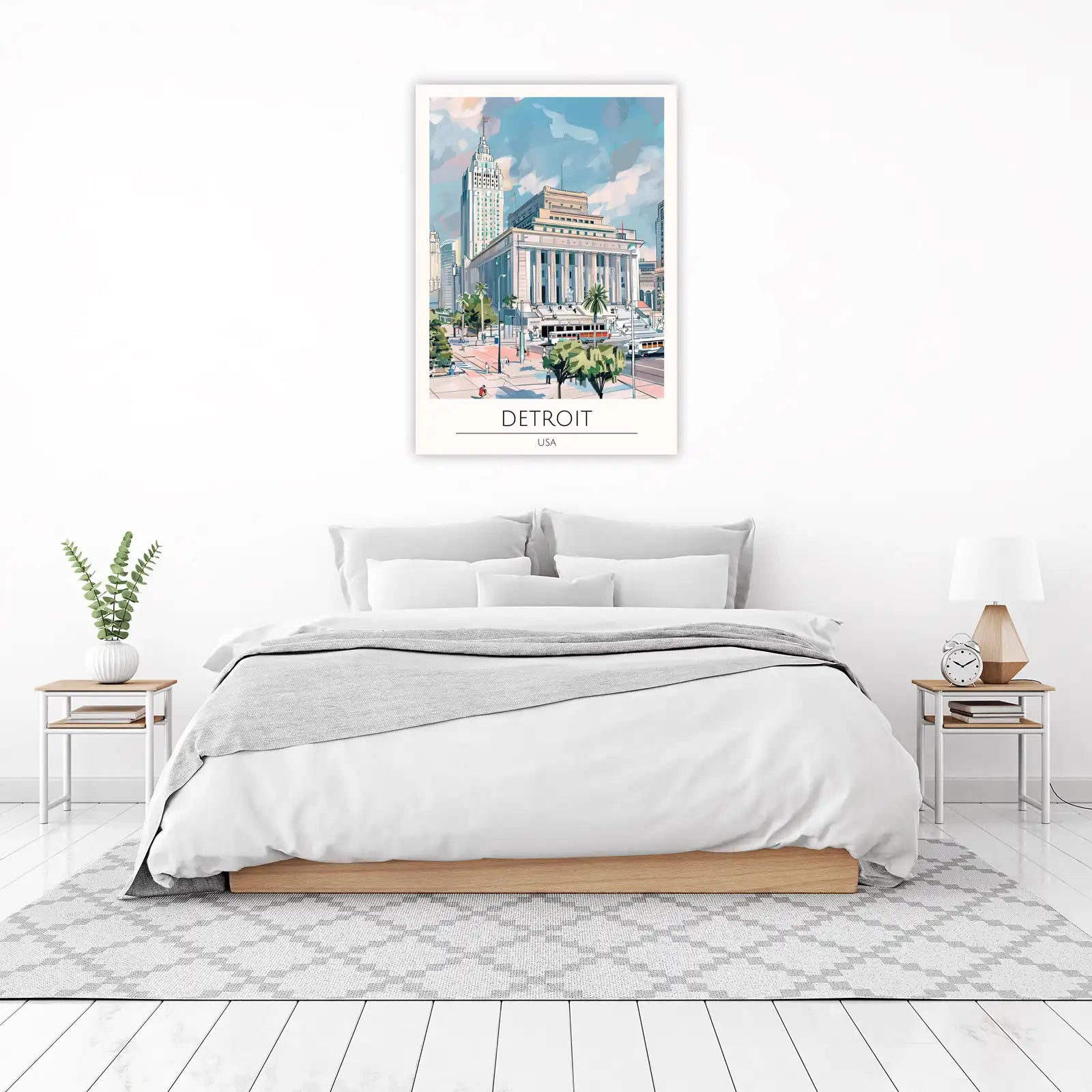 Detroit Skyline Art Wall Art