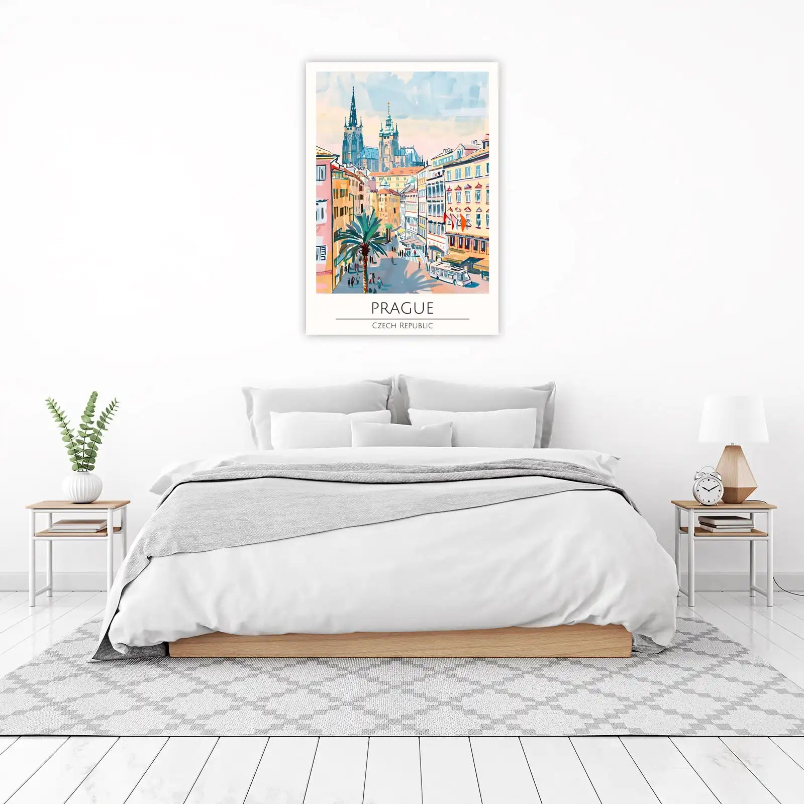 Vibrant Prague Street Scene Wall Art