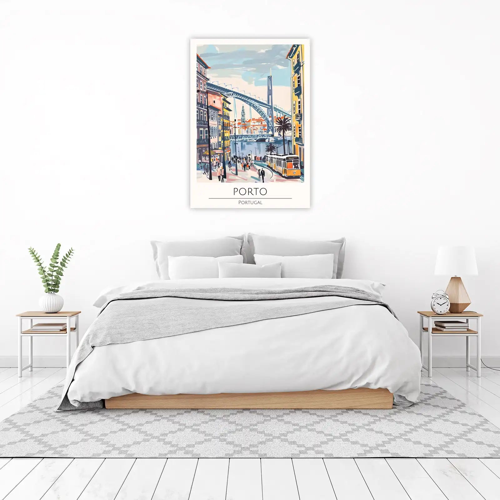 Vibrant Porto Portugal Tram & Bridge Wall Art