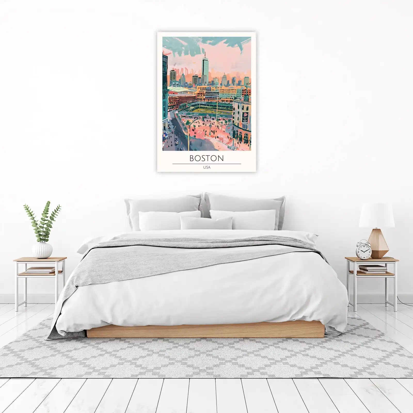 Vibrant Boston Skyline Fenway Park Wall Art
