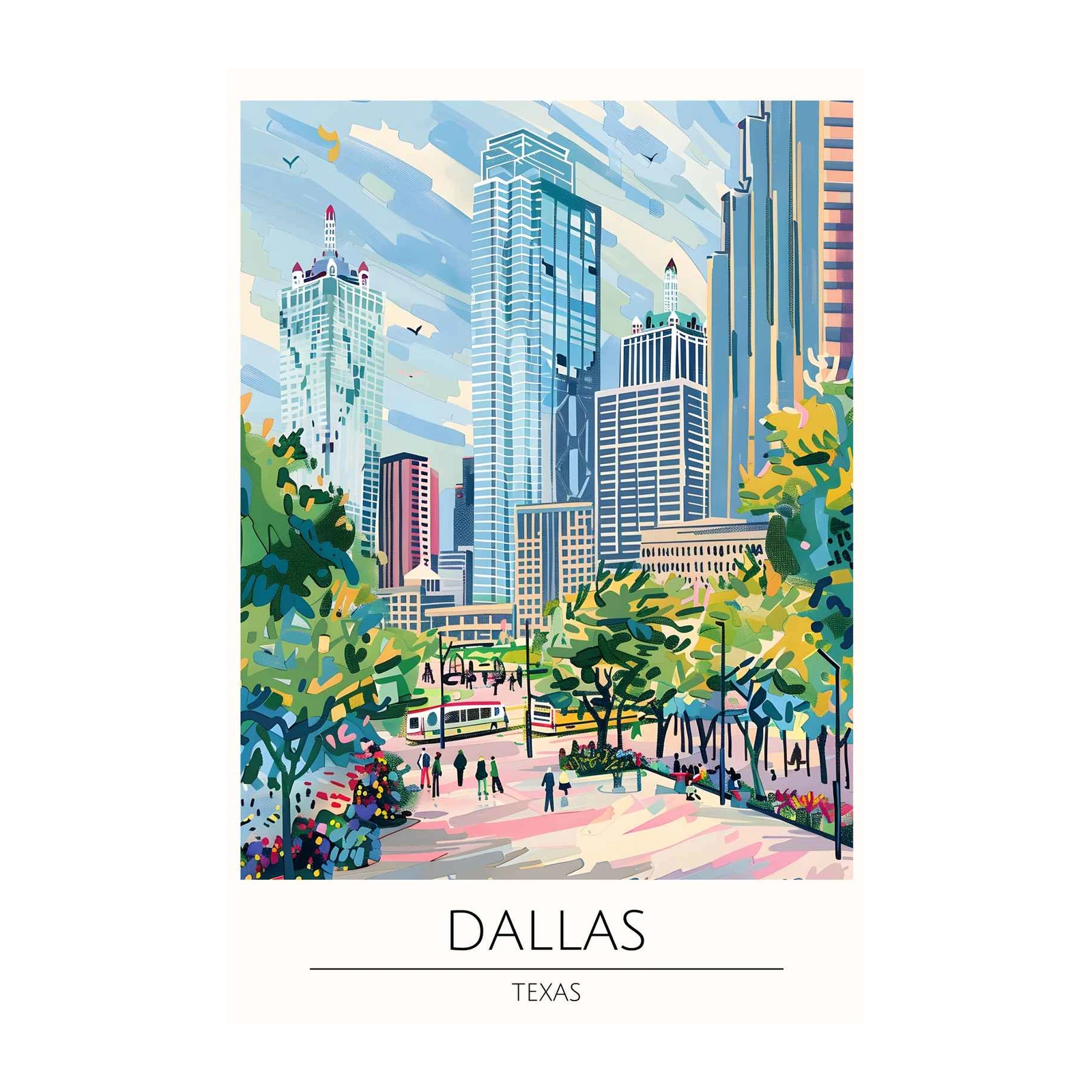Vibrant Dallas Skyline Cityscape Wall Art