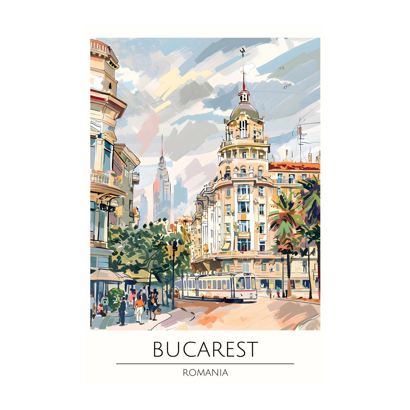 Bucharest Street Scene Wall Art