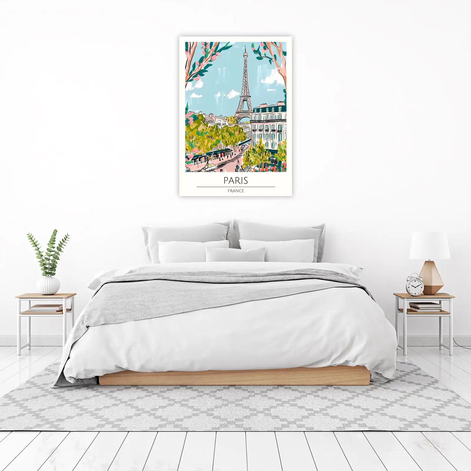 Charming Parisian Streetscape Eiffel Tower Wall Art