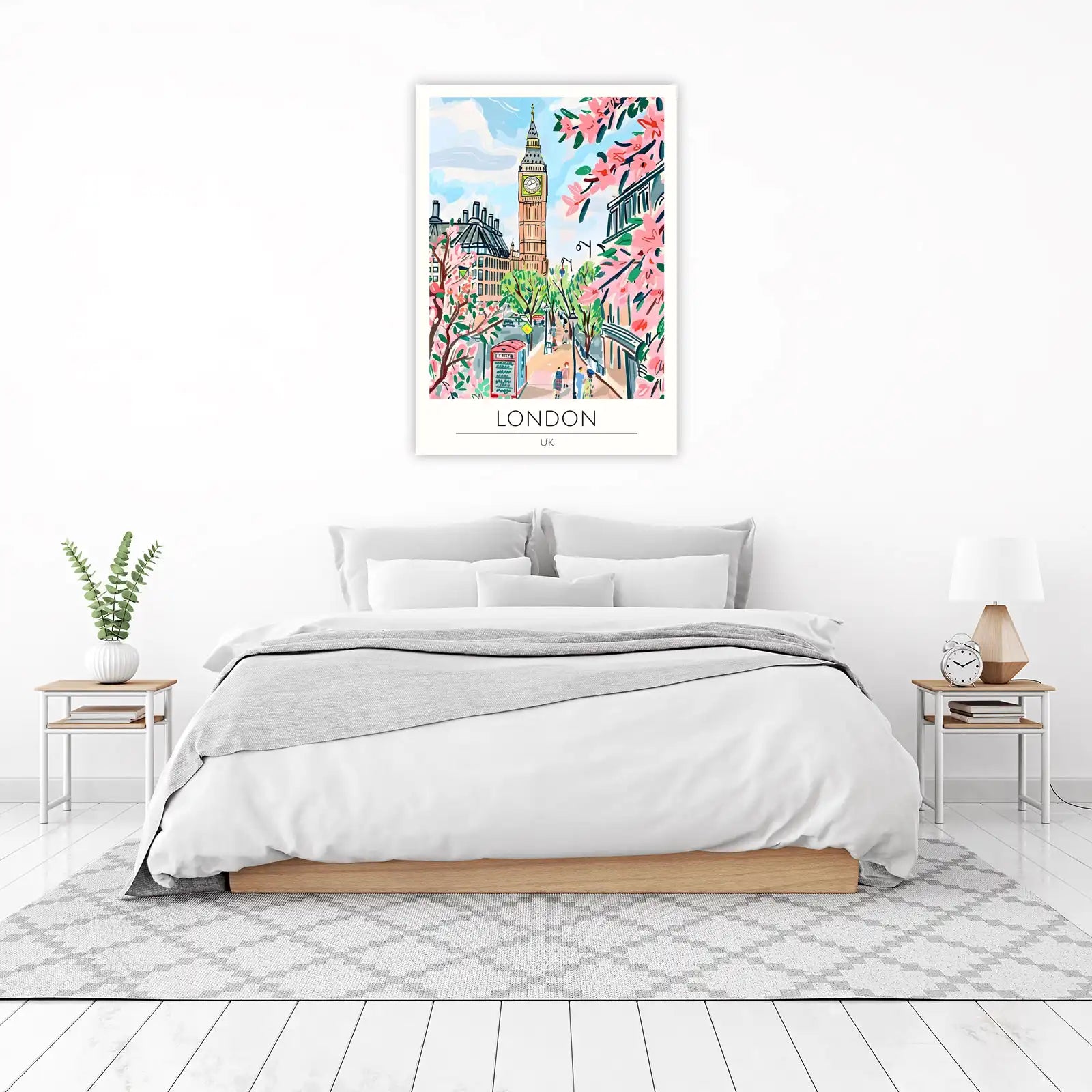 Vibrant London Big Ben Blossom Wall Art