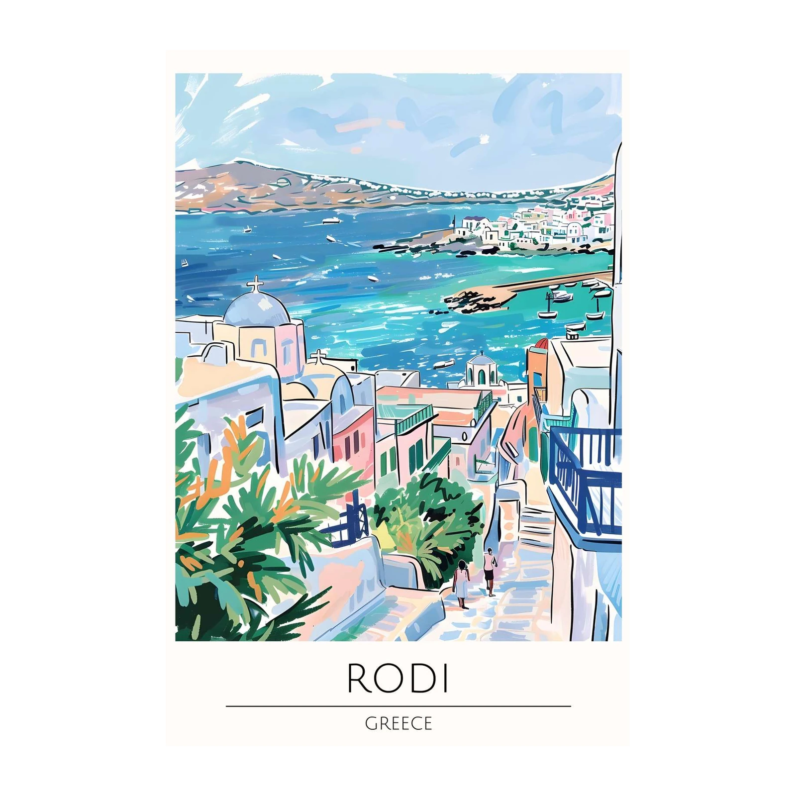Vibrant Rodi Greece Village Wall Art
