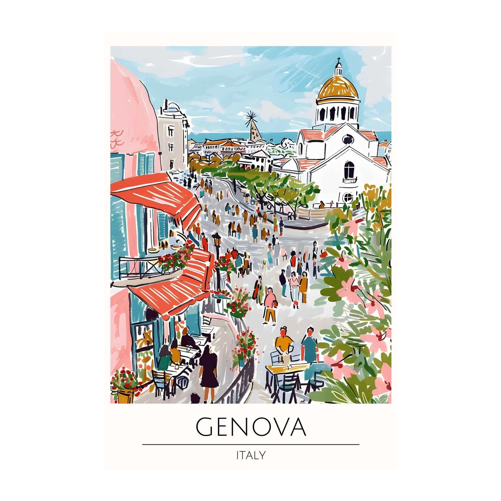 Vibrant Genova Street Scene Wall Art