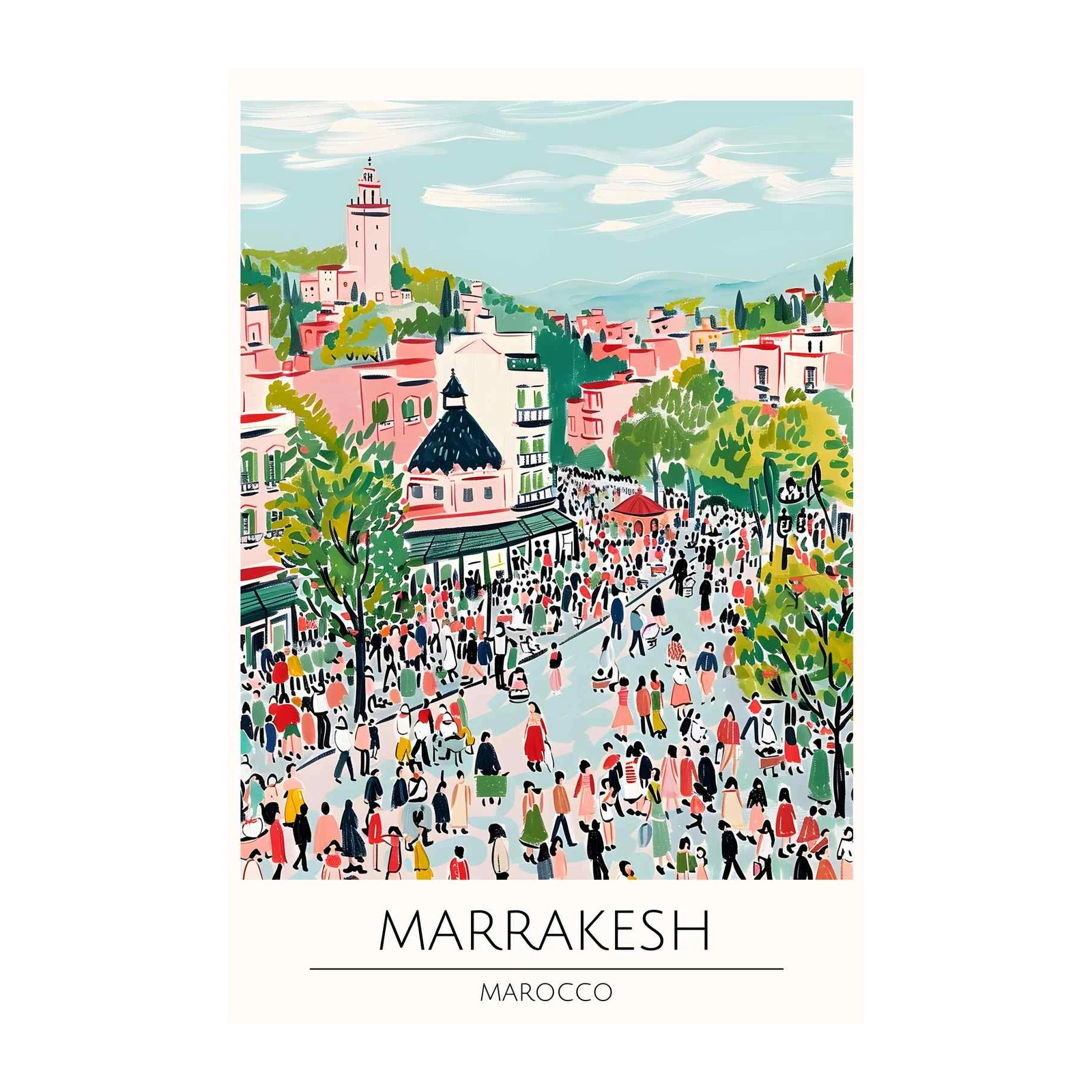 Vibrant Marrakech Souk Wall Art - Morocco Travel Art