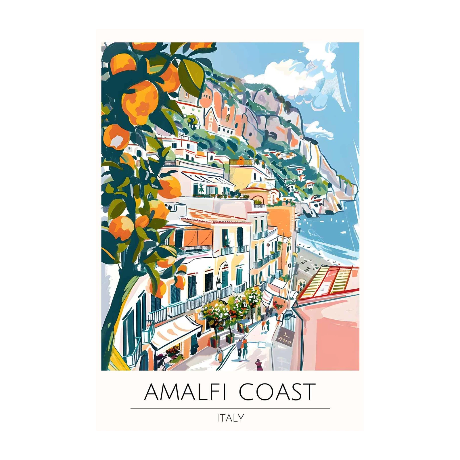 Vibrant Amalfi Coast Orange Grove Wall Art