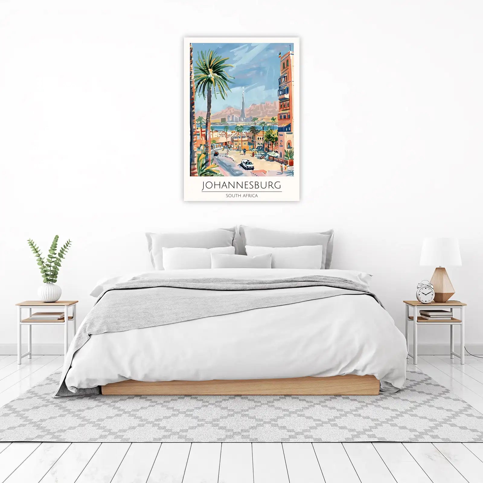 Johannesburg Cityscape Palm Tree Wall Art
