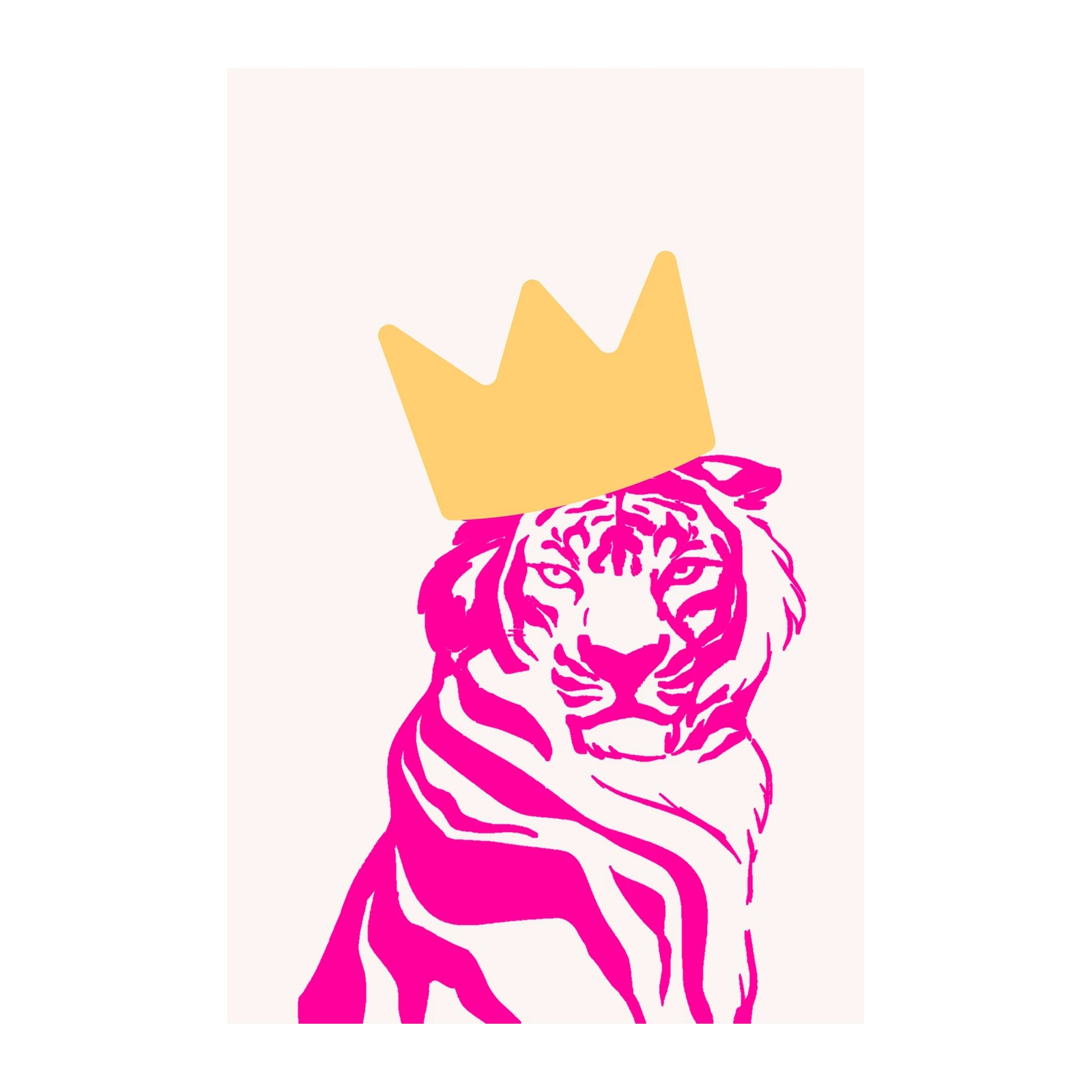 Regal Tiger Crowned Bold Pink Wall Art