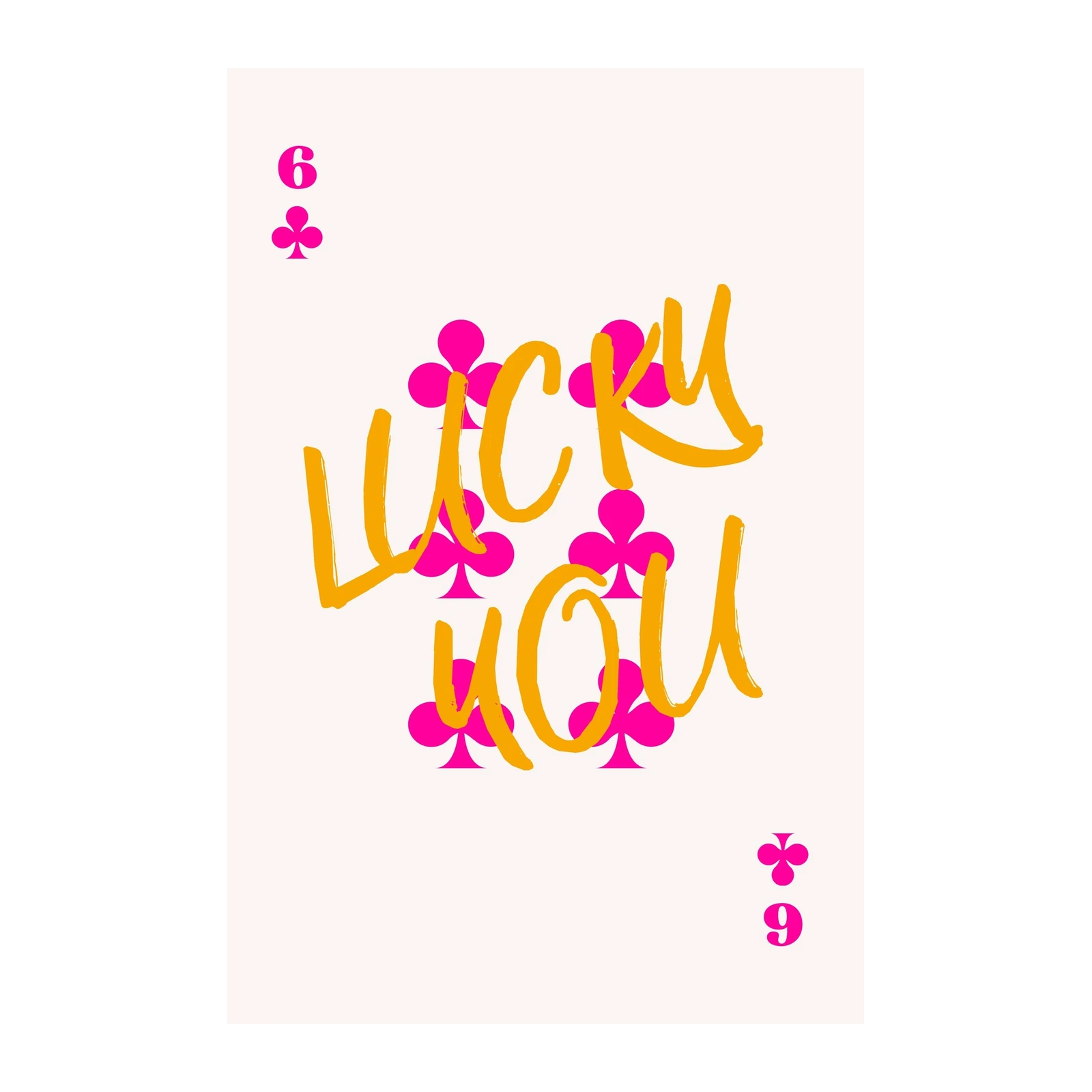 Lucky You Pink Clover Typography Wall Art