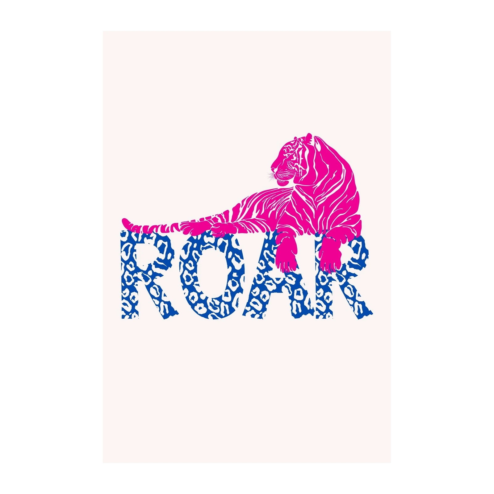 Bold Pink Tiger Roar Animal Print Wall Art