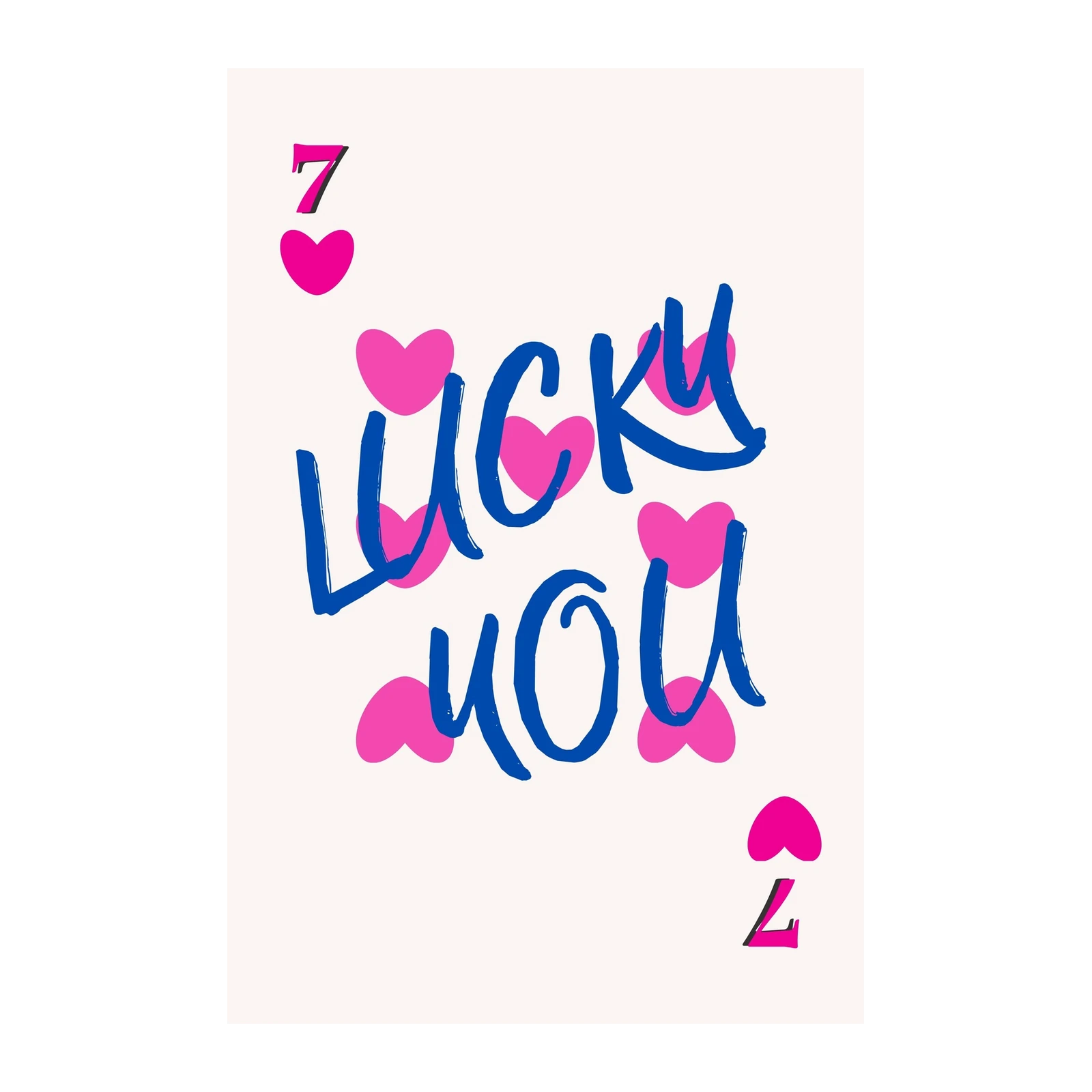 Lucky You Hearts Typography Wall Art