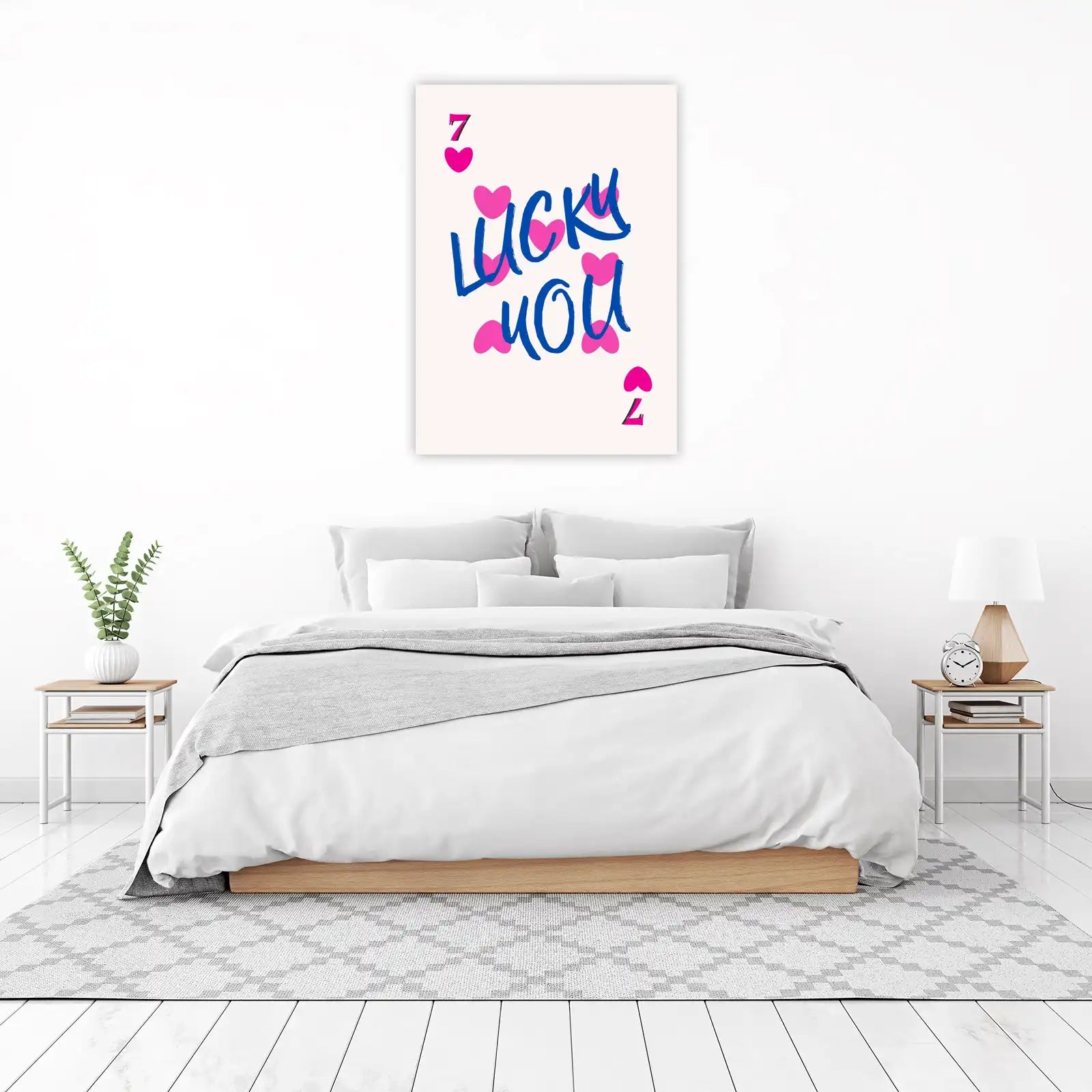 Lucky You Hearts Typography Wall Art