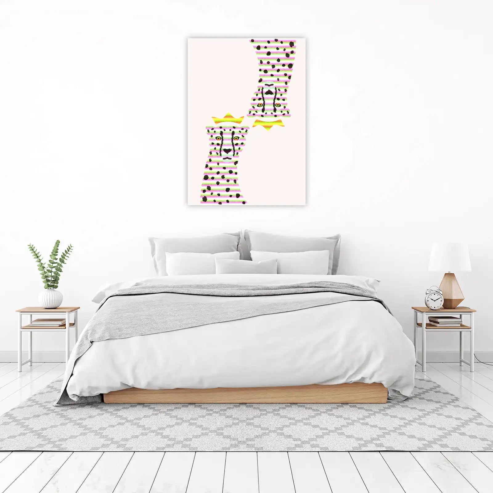 Whimsical Cheetah Duo Crowned Wall Art