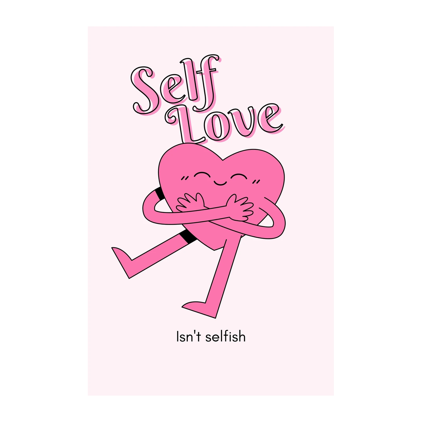 Whimsical Self Love Heart Hugging Wall Art
