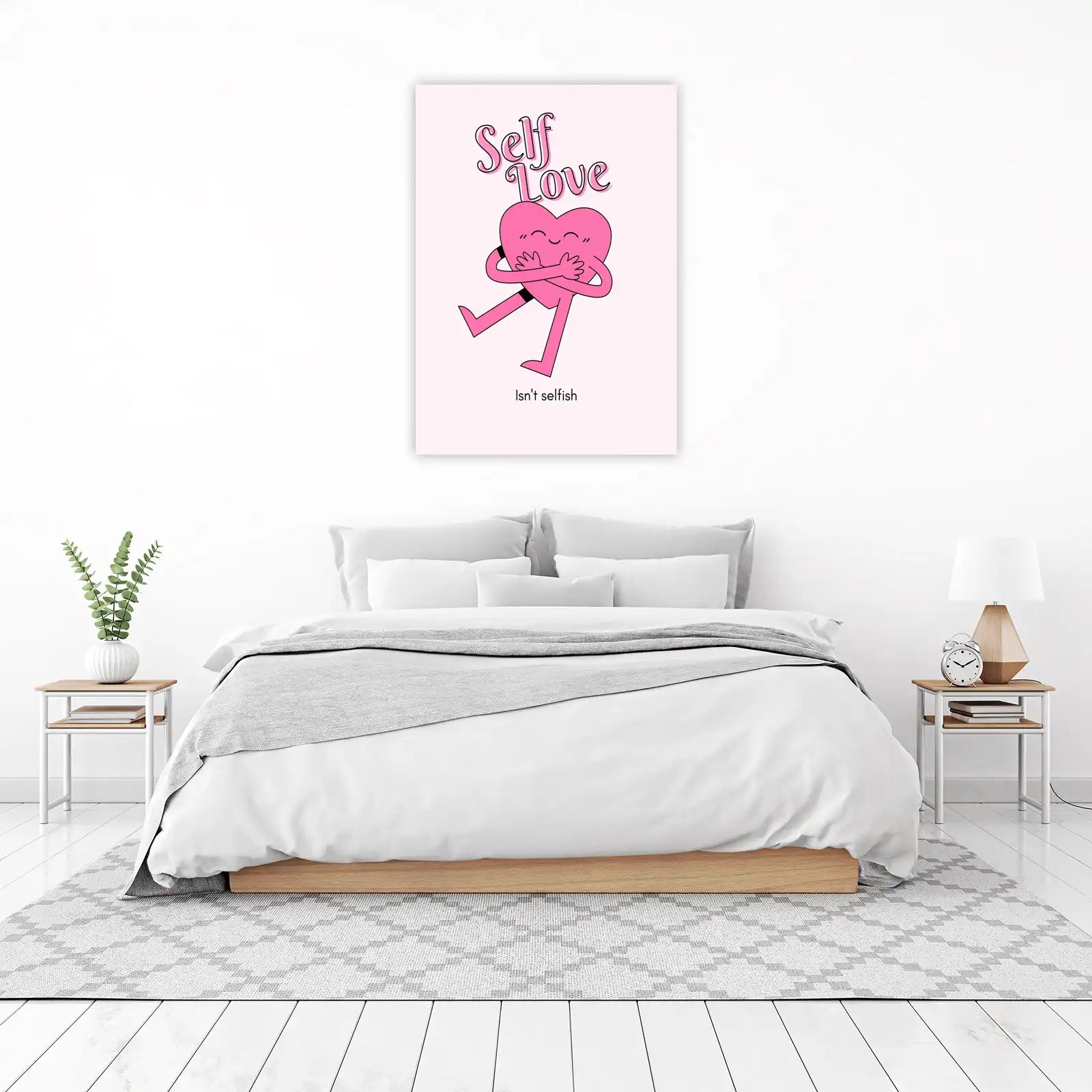 Whimsical Self Love Heart Hugging Wall Art