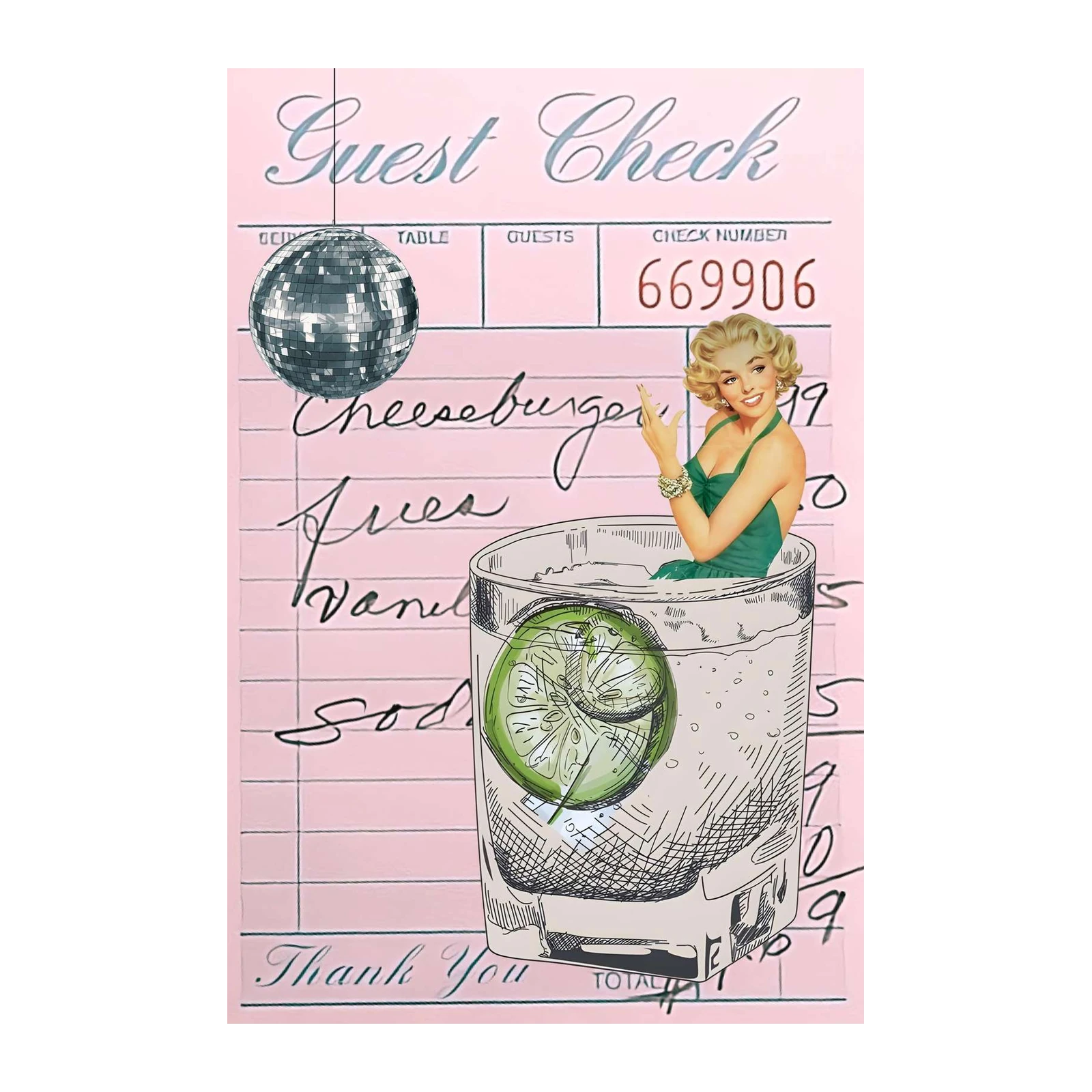 Retro Diner Vibes Disco Ball Marilyn Monroe Wall Art