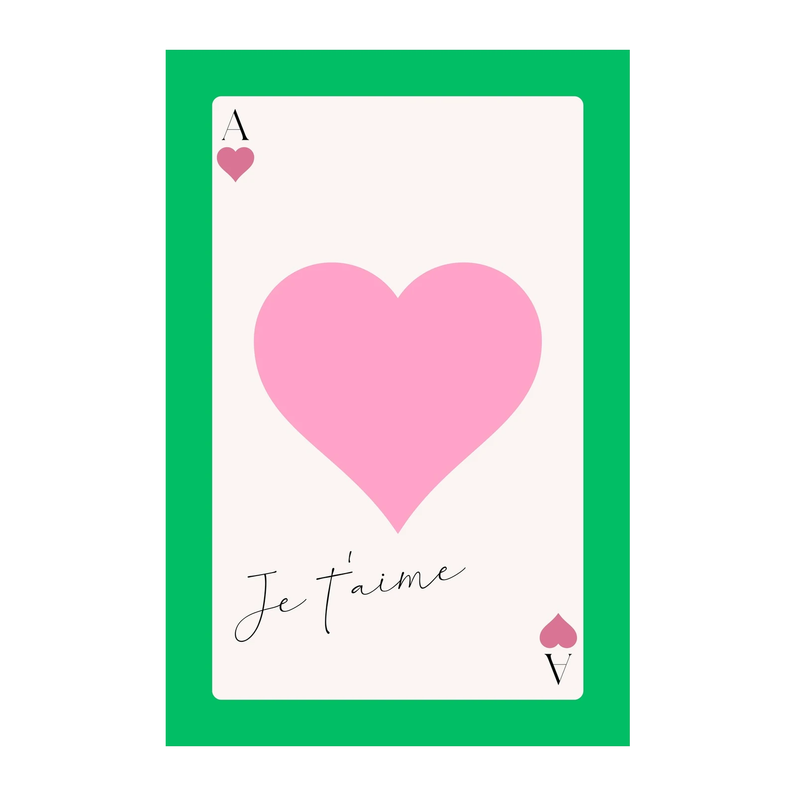 Pink Heart Ace 'Je t'aime' Wall Art